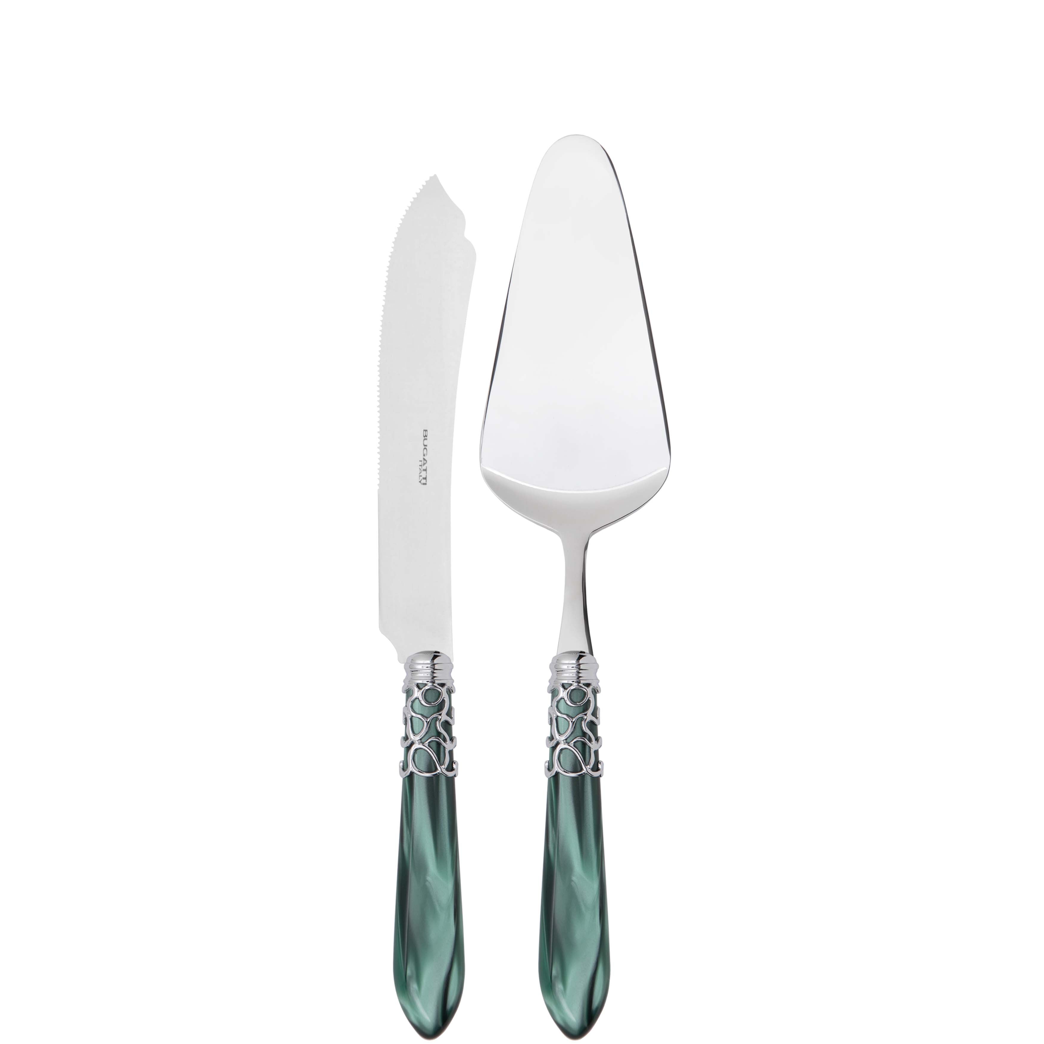 Melodia Brilliant 2 Piece Cake Serving set - Emerald Green