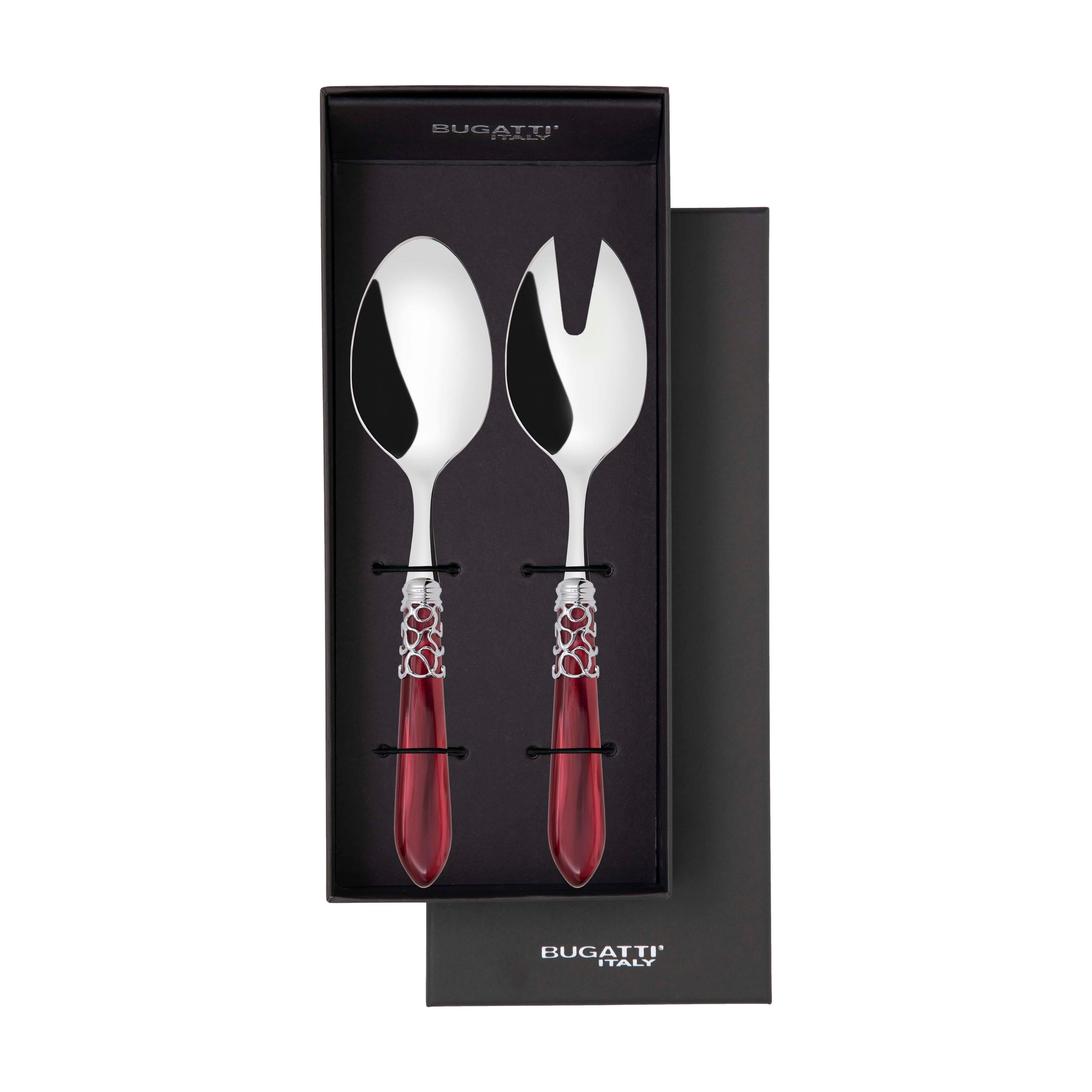 Melodia Brilliant 2 Piece Salad Servers - Burgundy
