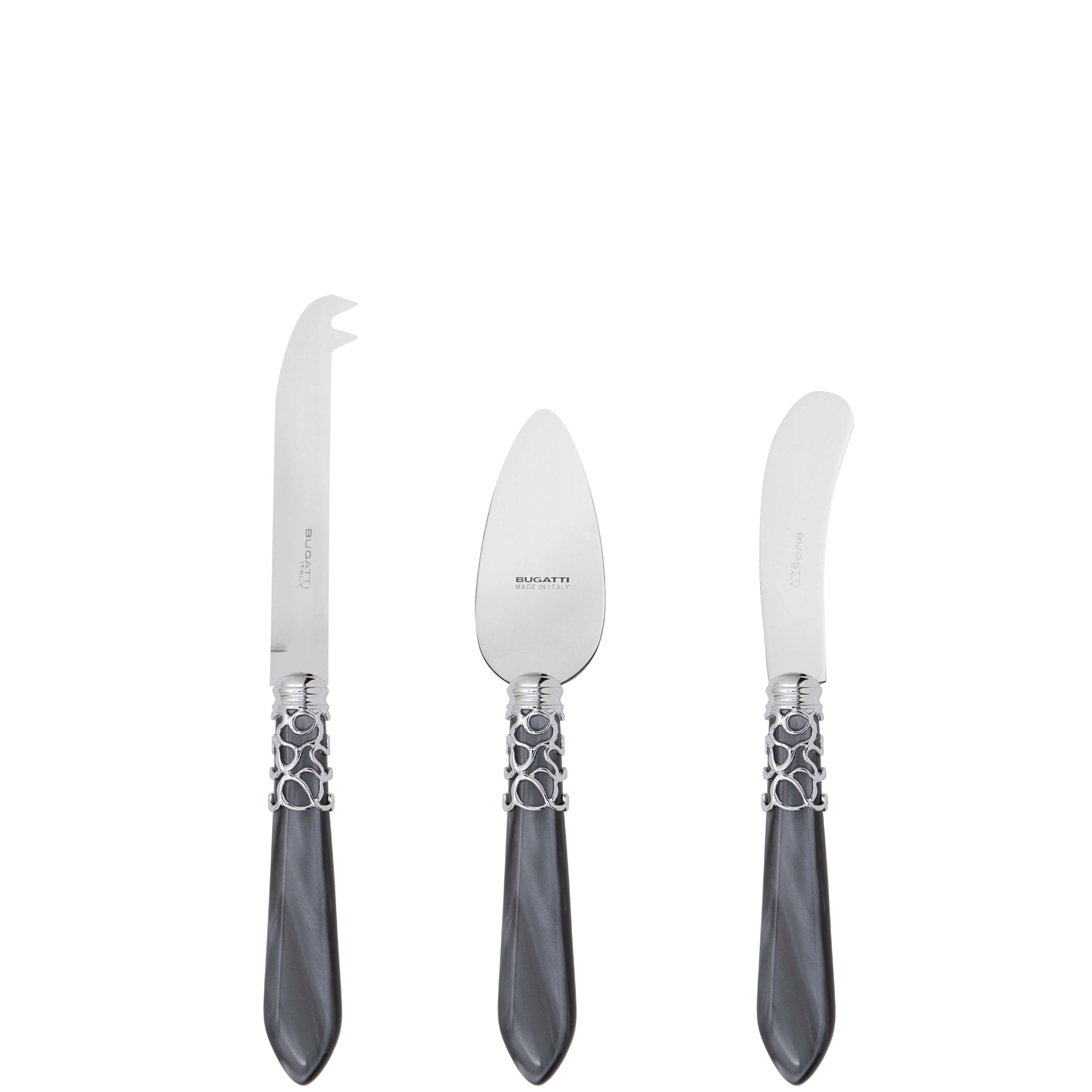 Melodia Brilliant 3 Piece Cheese Knife Set - Charcoal-Casa Bugatti USA