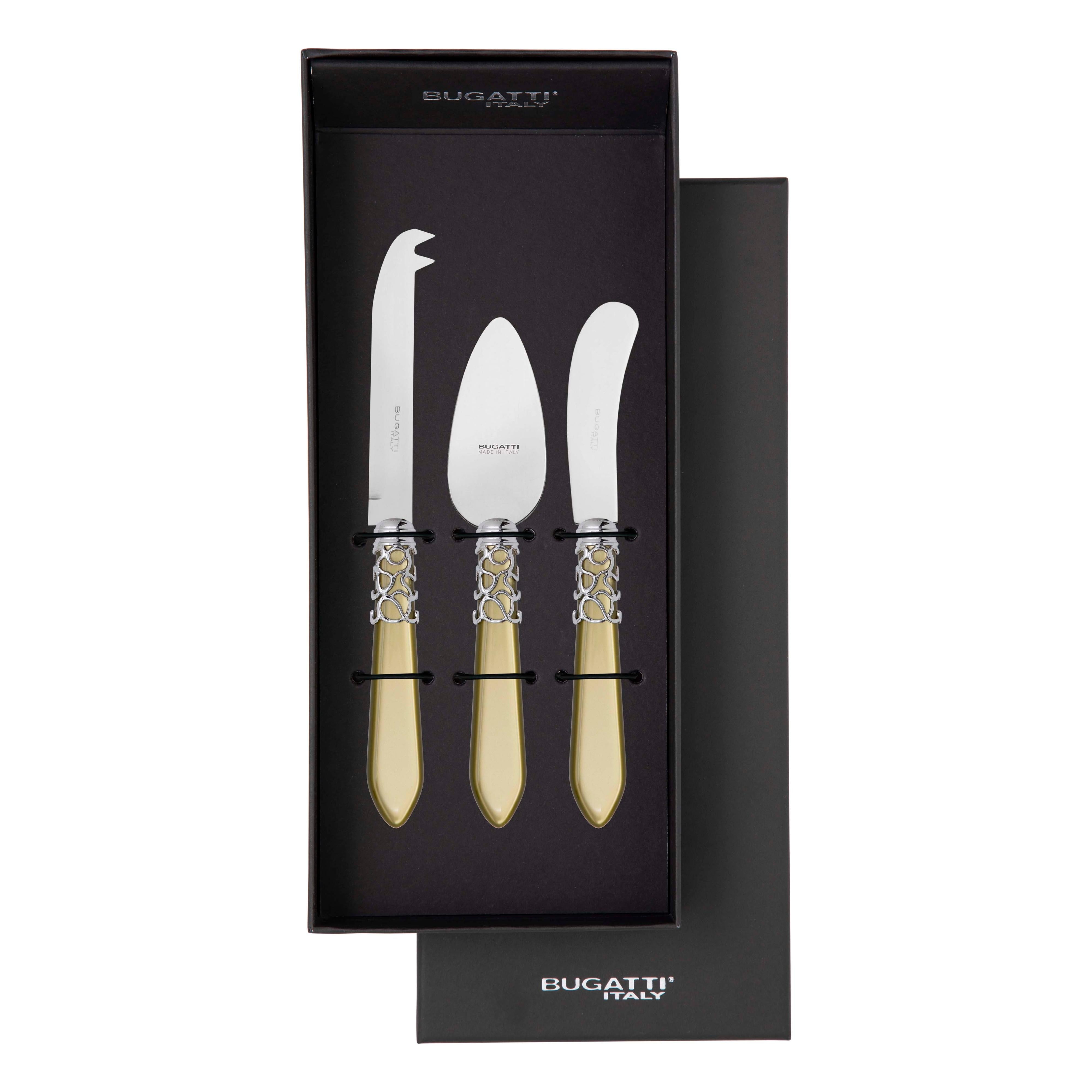 Melodia Brilliant 3 Piece Cheese Knife Set - chartreuse green