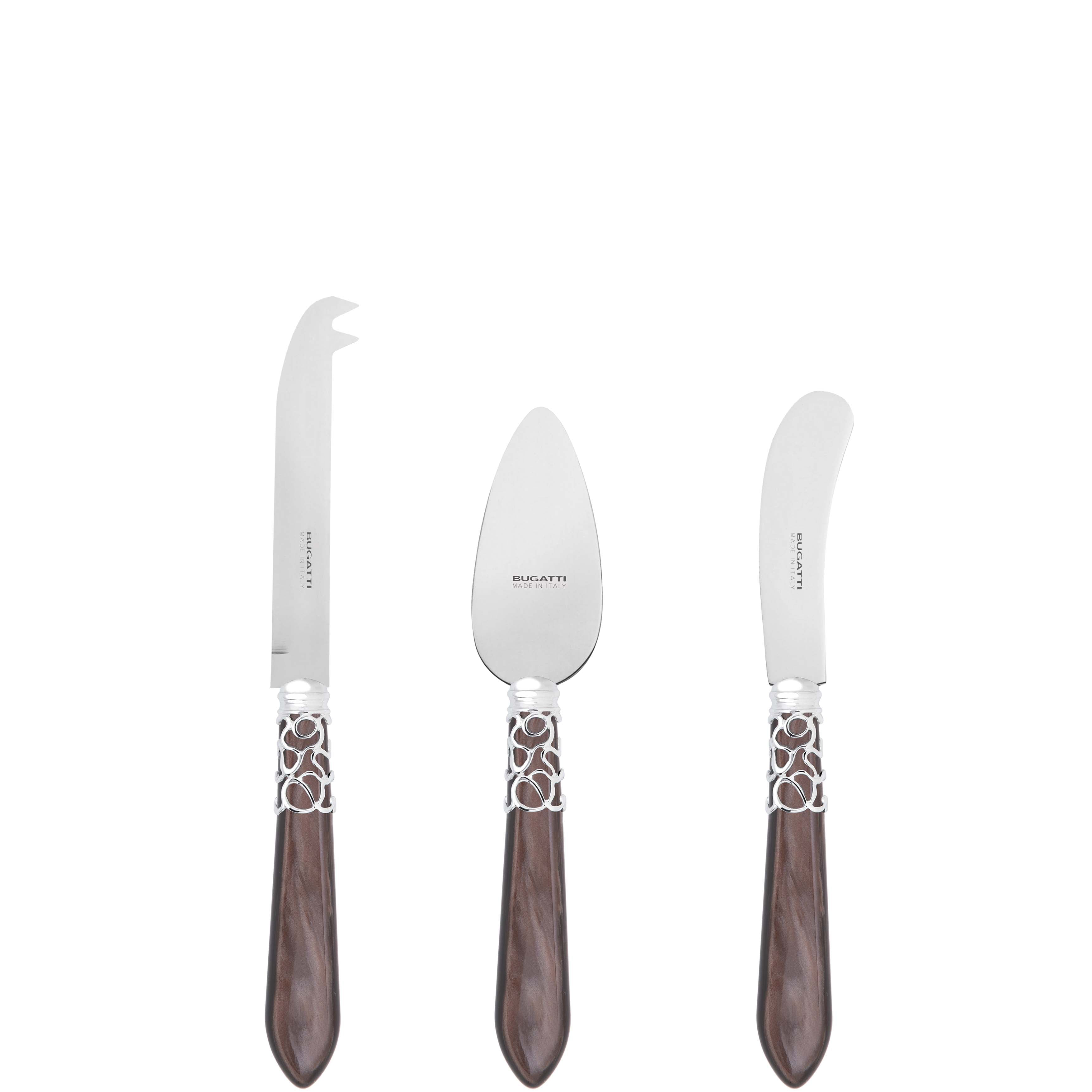 Melodia Brilliant 3 Piece Cheese Knife Set - chocolate