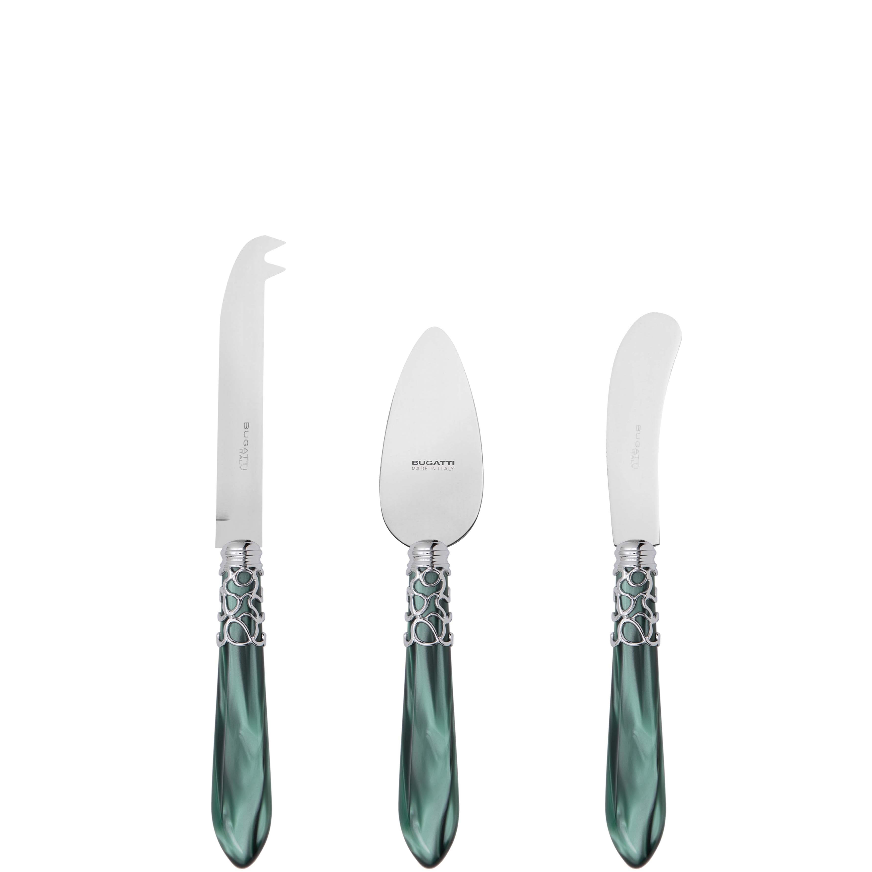 Melodia Brilliant 3 Piece Cheese Knife Set - green