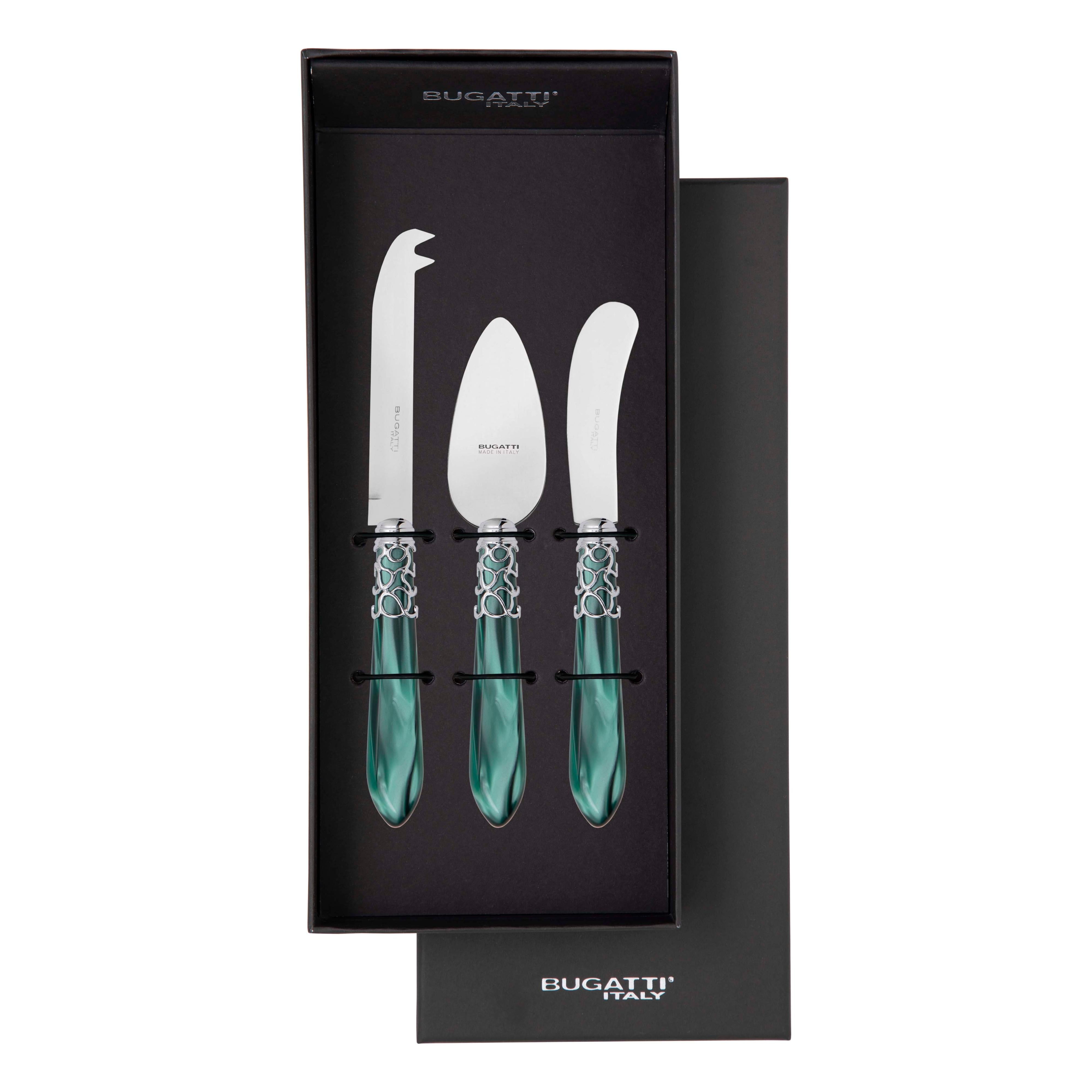 Melodia Brilliant 3 Piece Cheese Knife Set - green