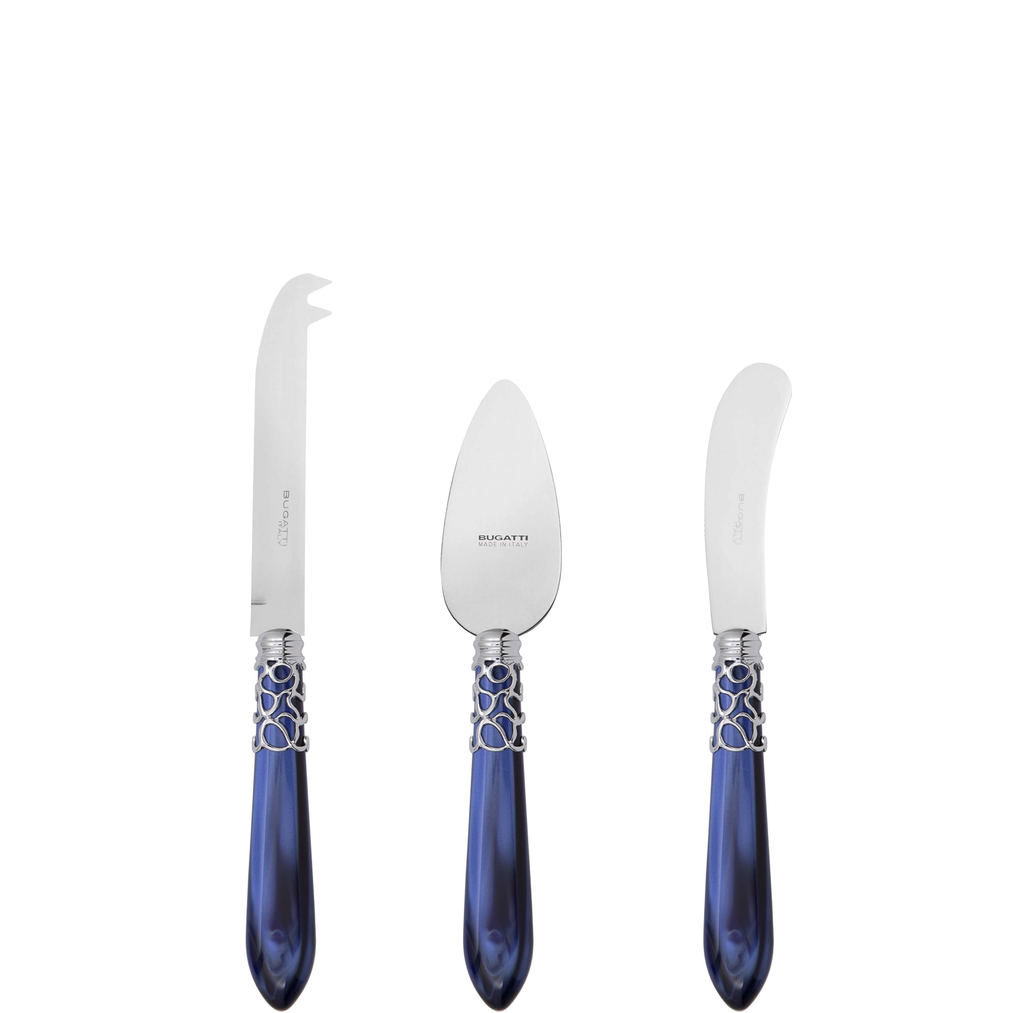 Melodia Brilliant 3 Piece Cheese Knife Set - Royal Blue-Casa Bugatti USA