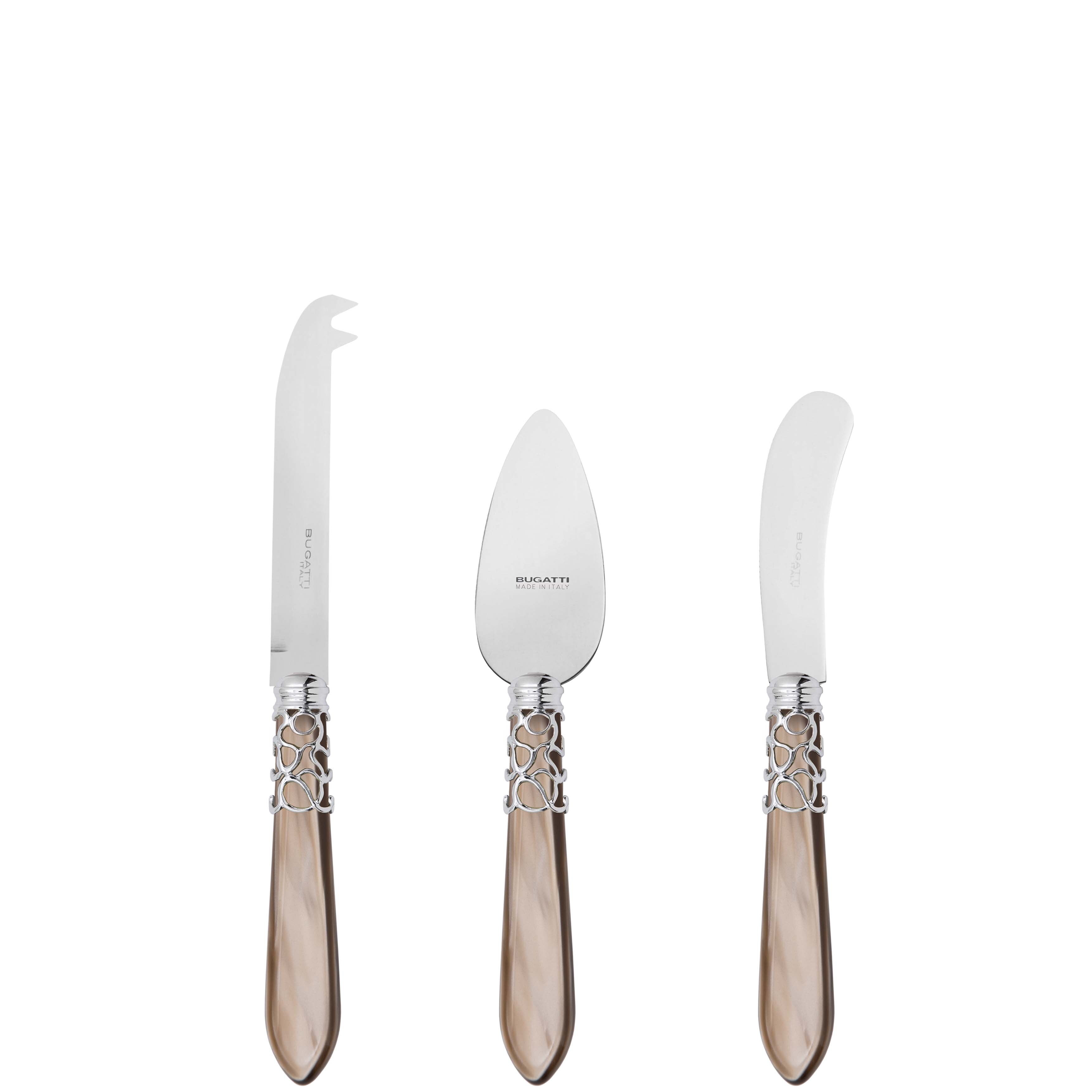 Melodia Brilliant 3 Piece Cheese Knife Set - taupe
