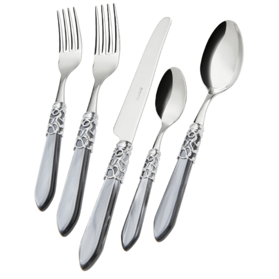 Melodia 5 piece place setting - GREY Pearlescent-Casa Bugatti USA