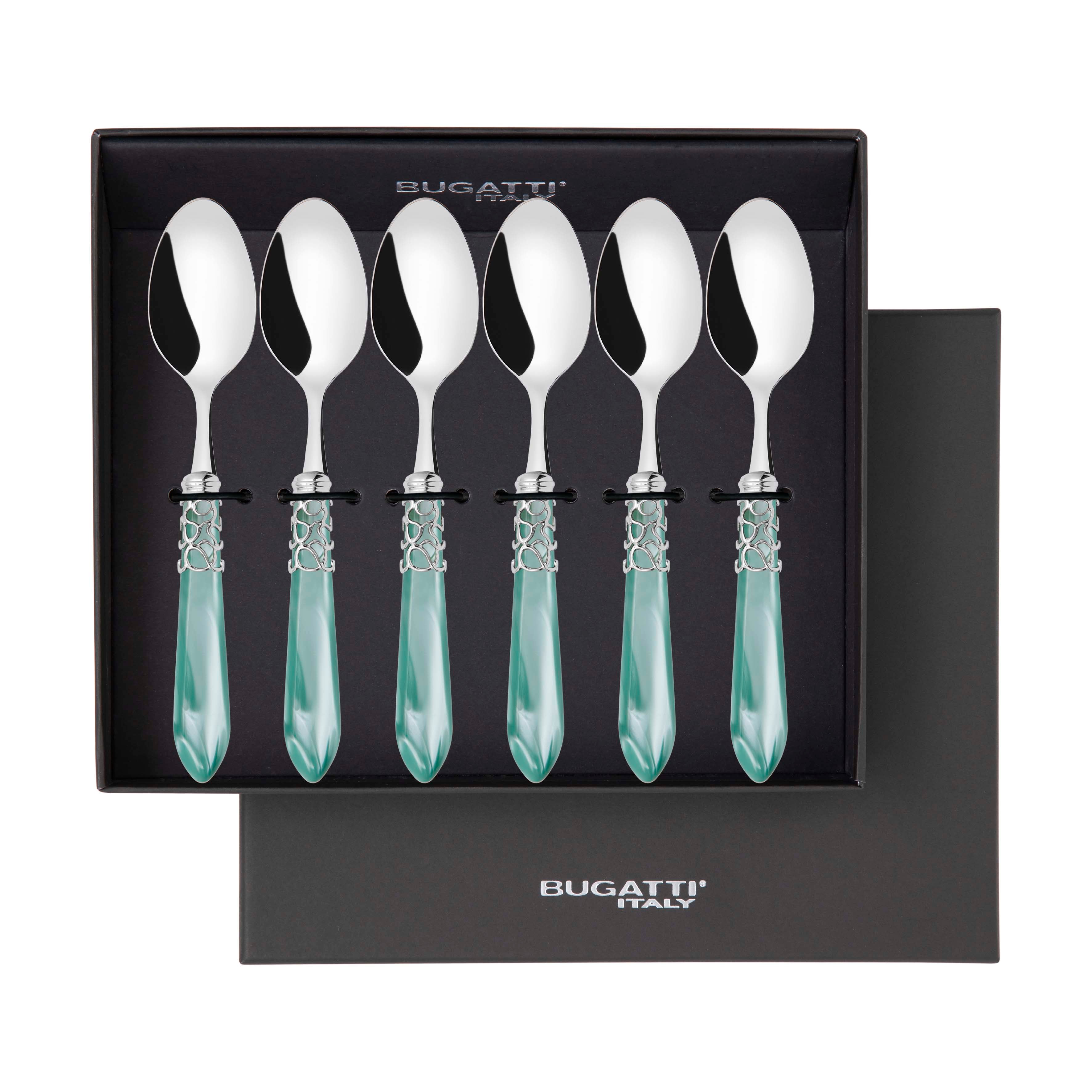 Melodia Brilliant 6 Piece Coffee Spoon Set in gift box - aqua