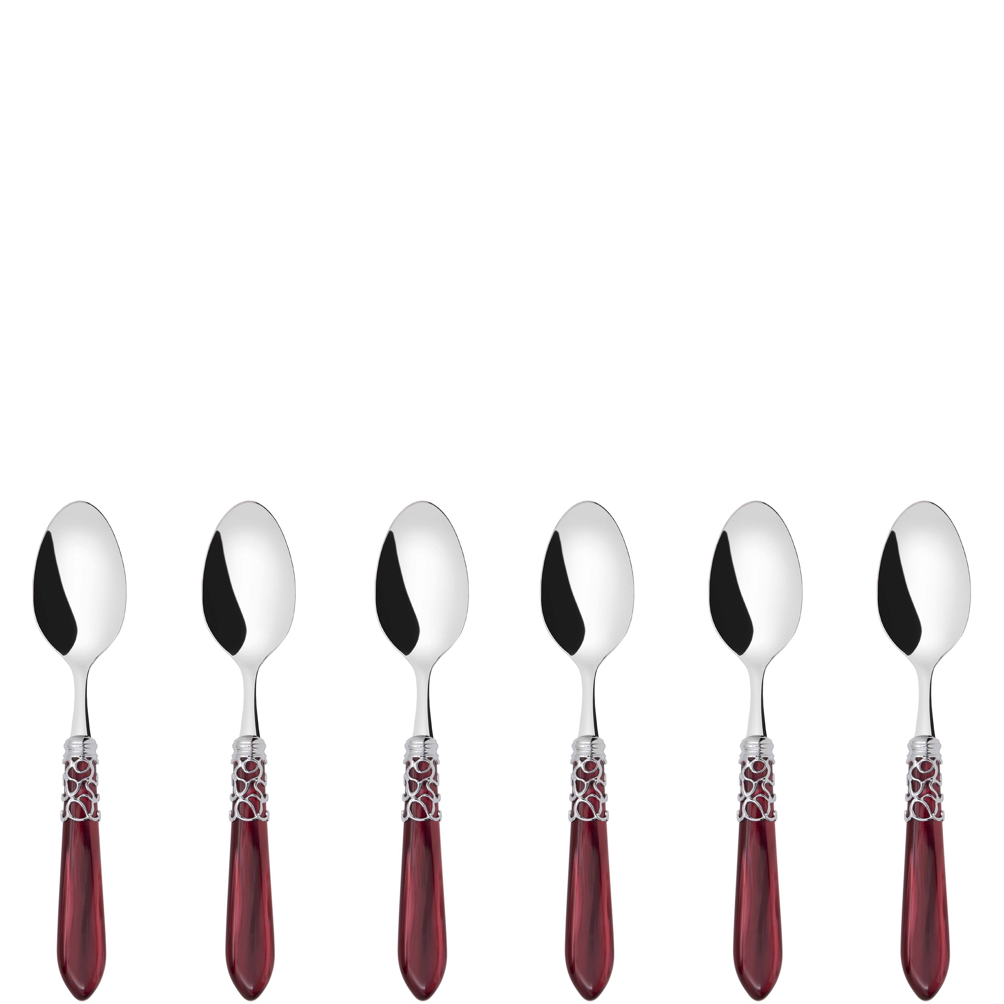 Melodia Brilliant 6 Piece Coffee Spoon Set in gift box - burgundy