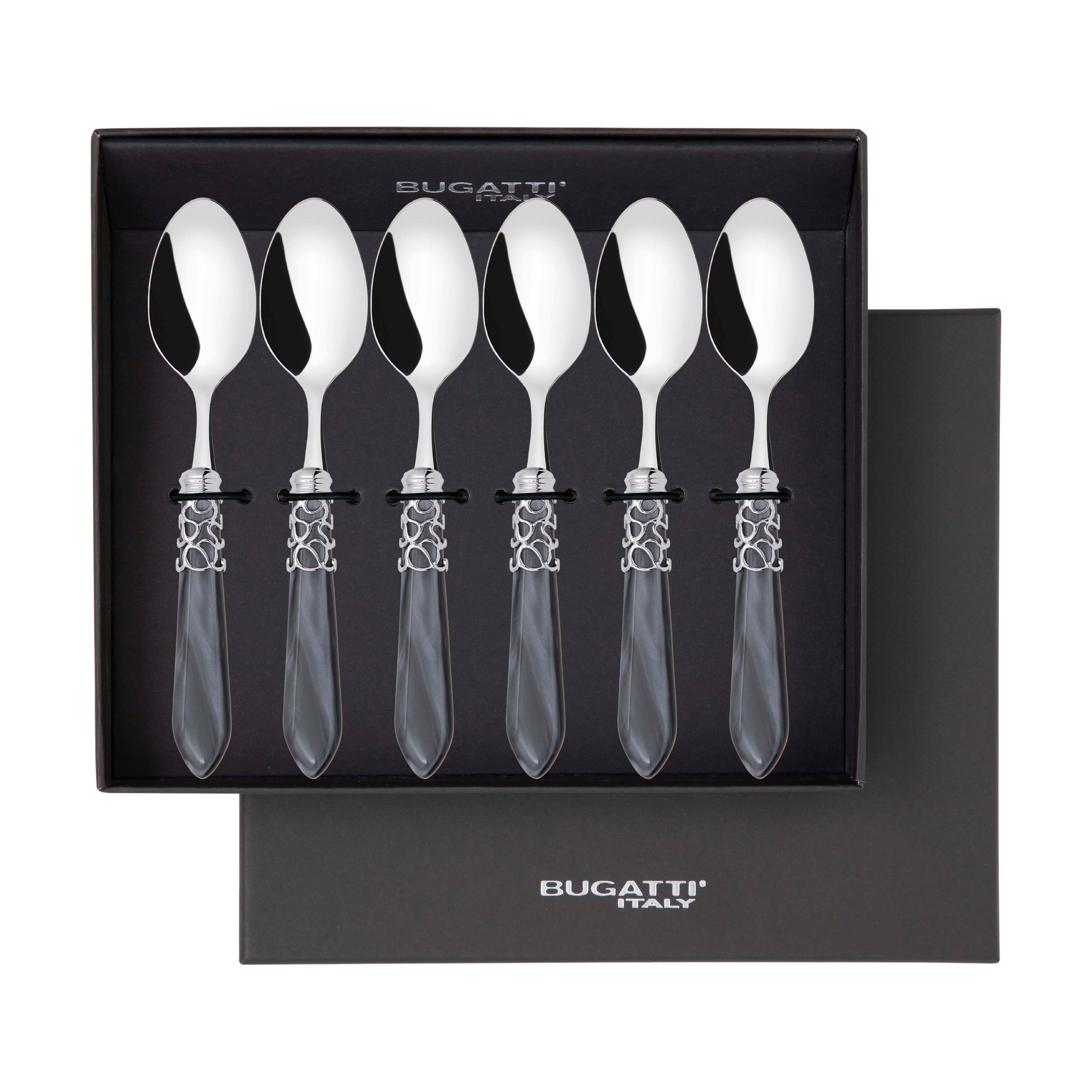 Melodia Brilliant 6 Piece Coffee Spoon Set in gift box - charcoal