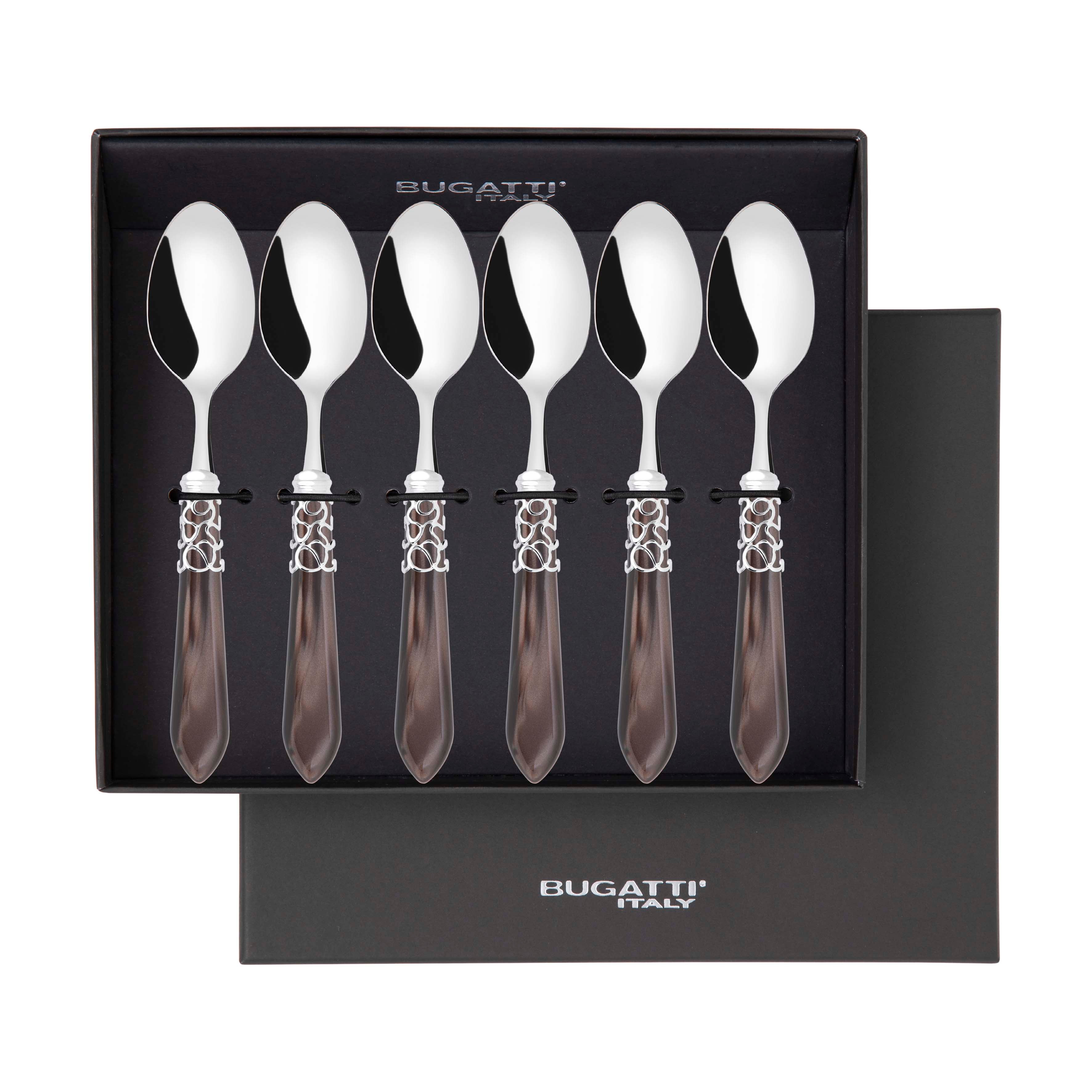 Melodia Brilliant 6 Piece Coffee Spoon Set in gift box - chocolate