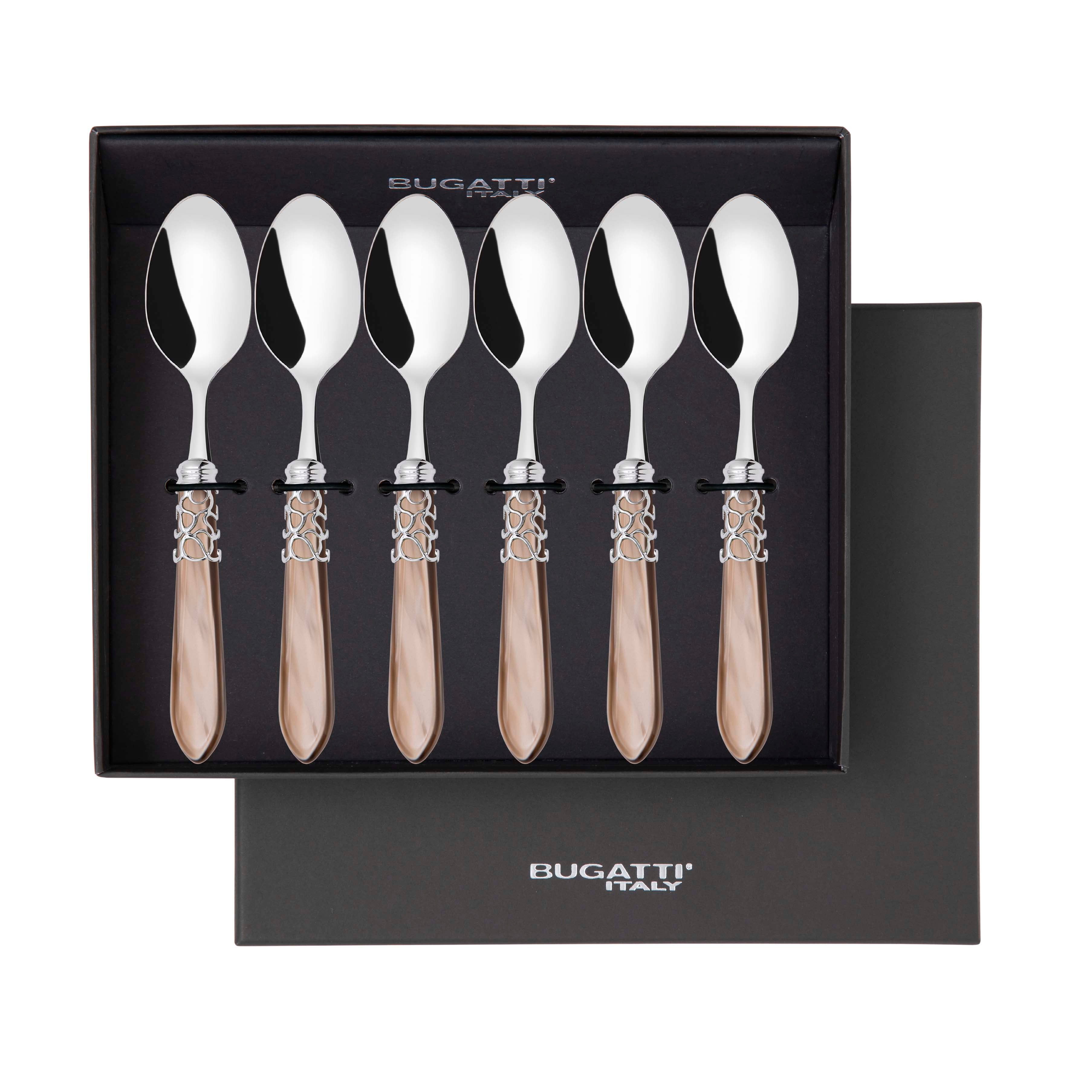 Melodia Brilliant 6 Piece Coffee Spoon Set in gift box - taupe