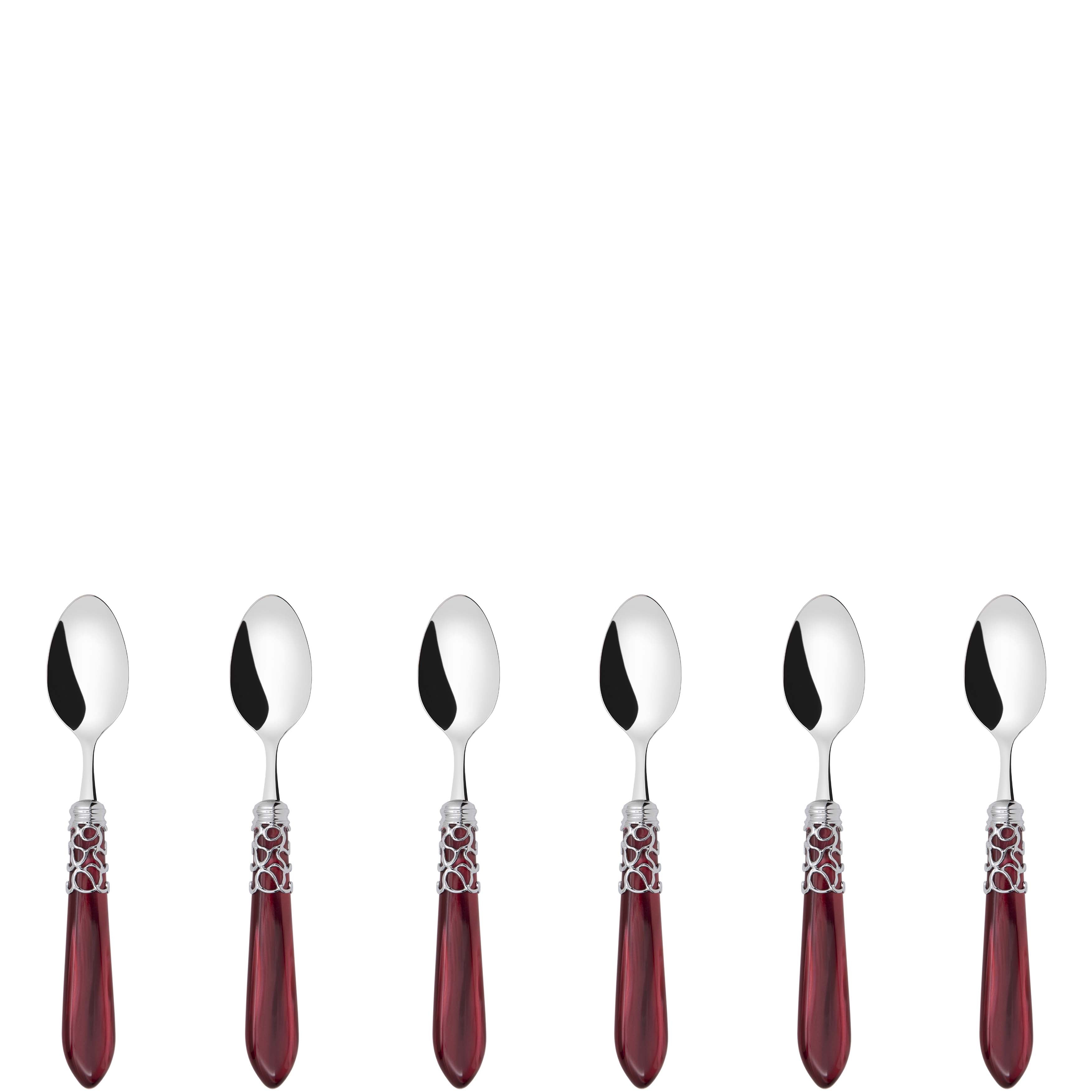 Melodia Brilliant 6 Piece Moka Spoon Set in gift box burgundy