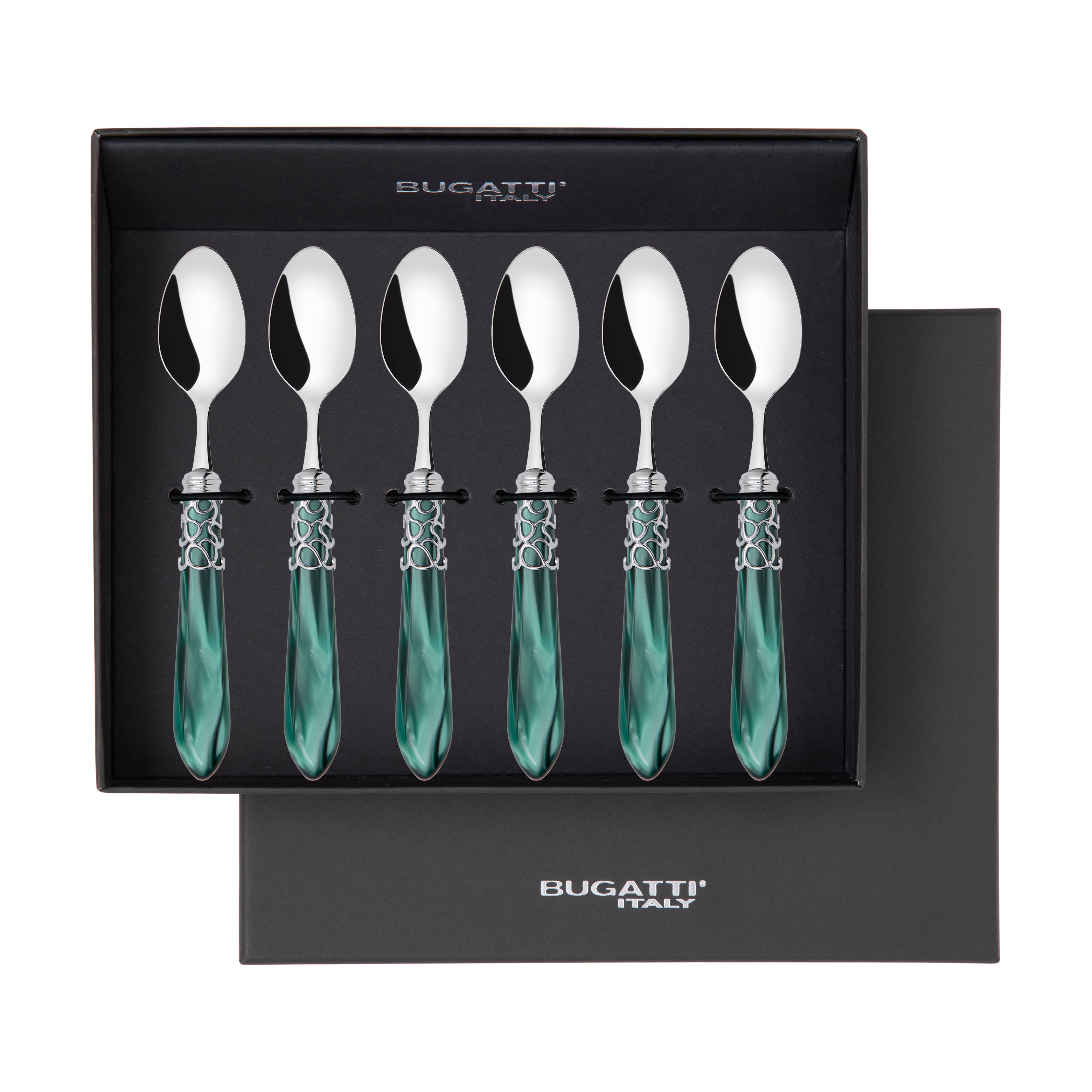 Melodia Brilliant 6 Piece Moka Spoon Set in gift box green
