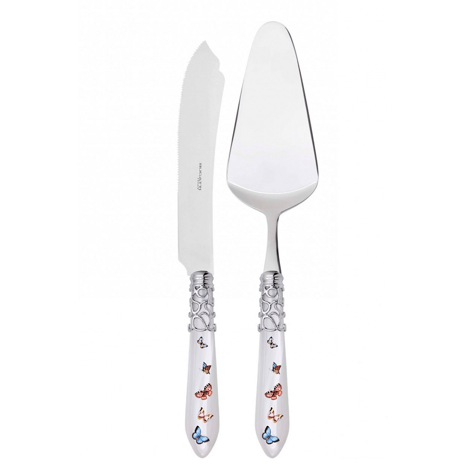 Melodia Butterflies 2 Piece Cake Serving Set white-Casa Bugatti USA