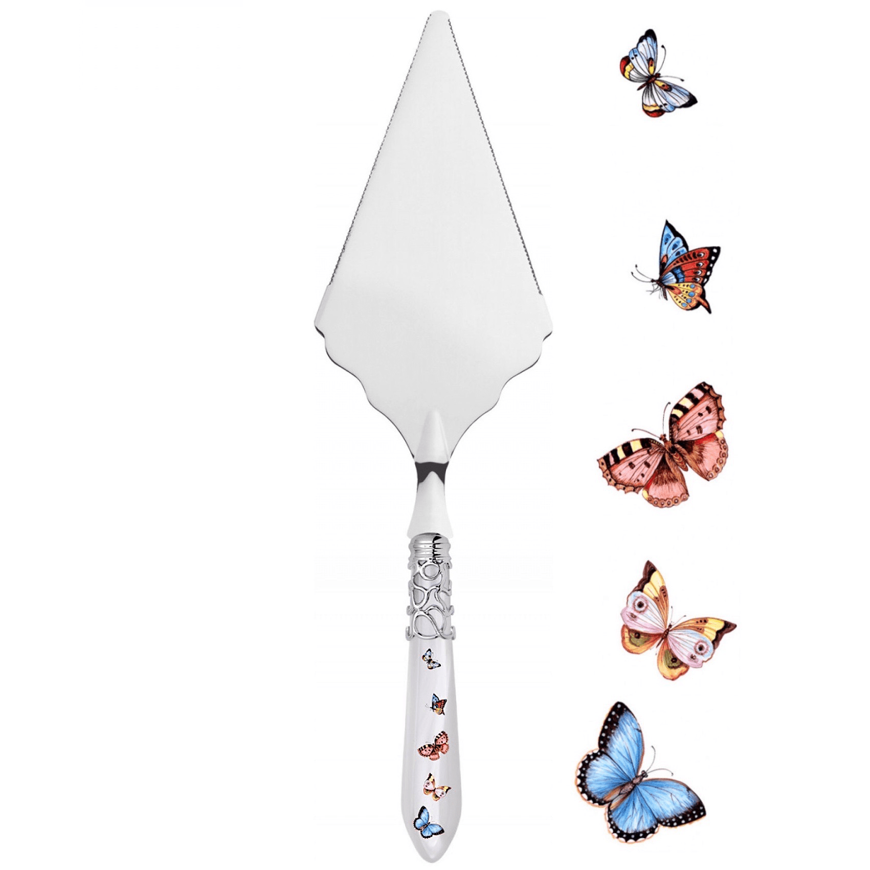 Melodia Butterflies Pie / Pizza Server - Serrated white-Casa Bugatti USA