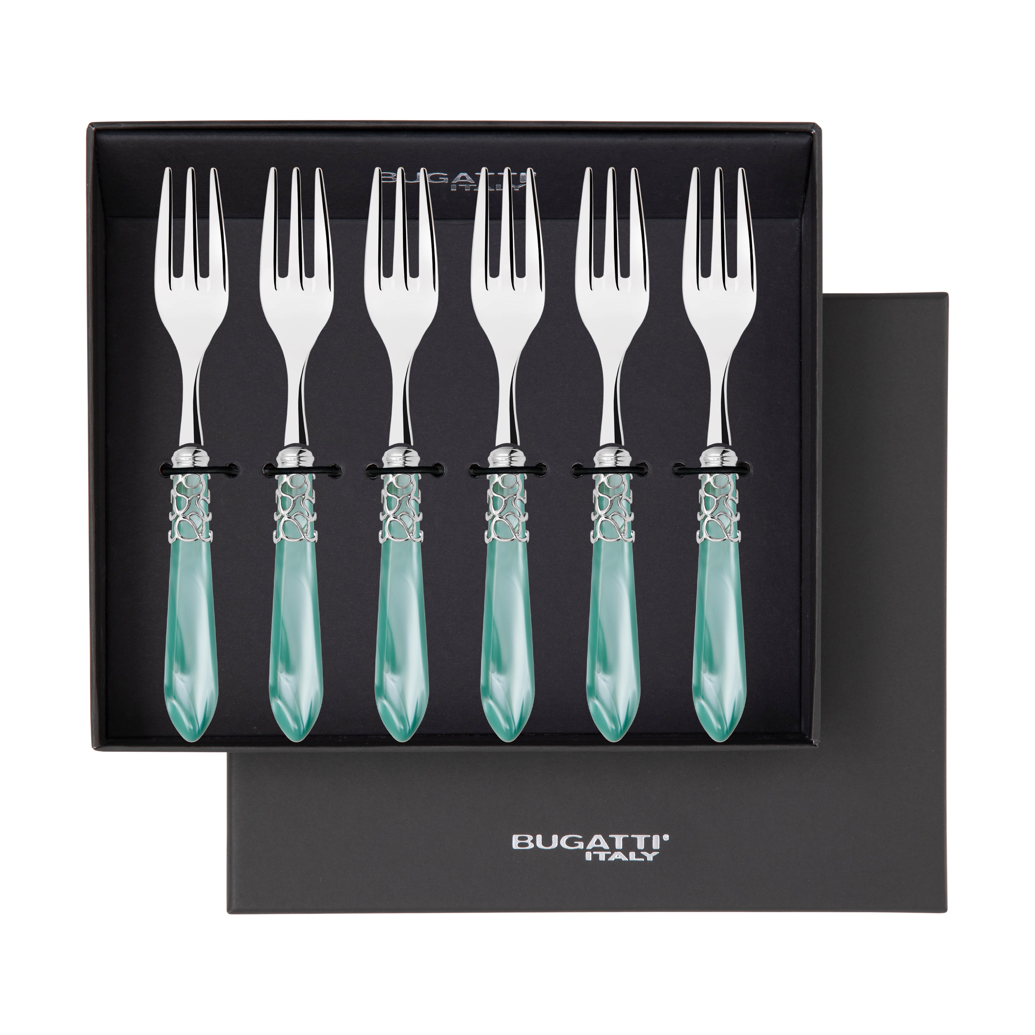 Melodia Brilliant Cocktail / Cake Fork Set in gift box - aqua