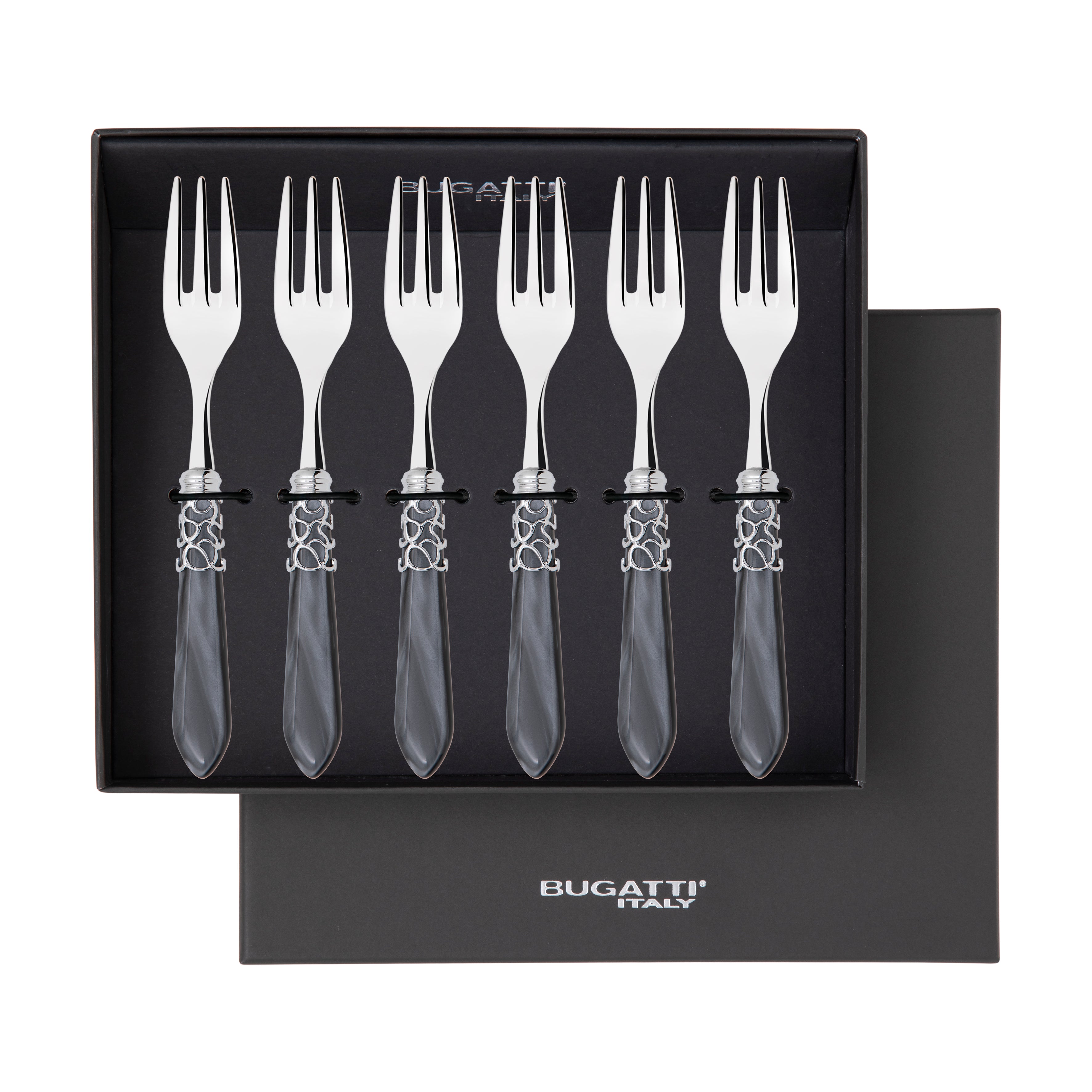 Melodia Brilliant Cocktail / Cake Fork Set in gift box - charcoal