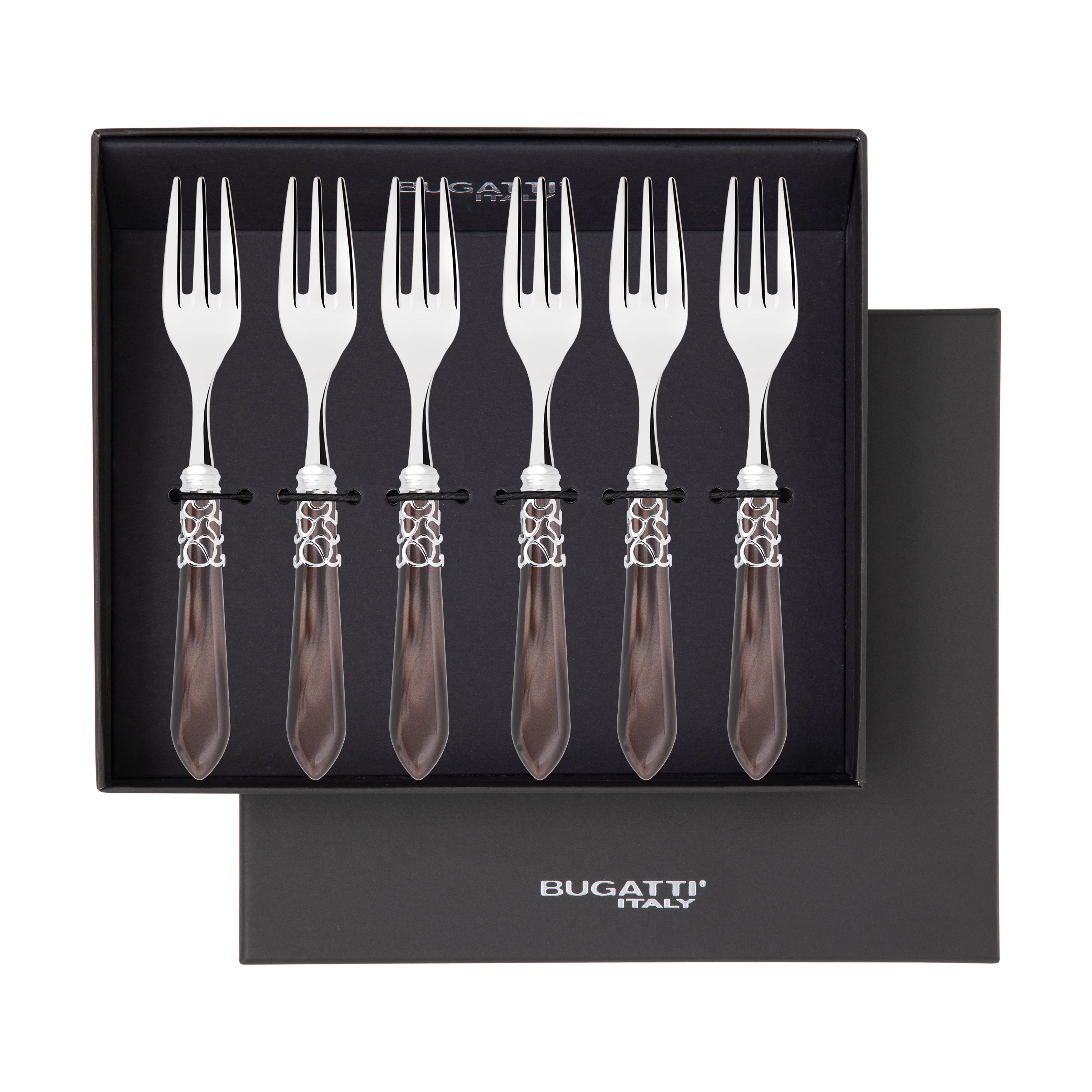 Melodia Brilliant Cocktail / Cake Fork Set in gift box - chocolate
