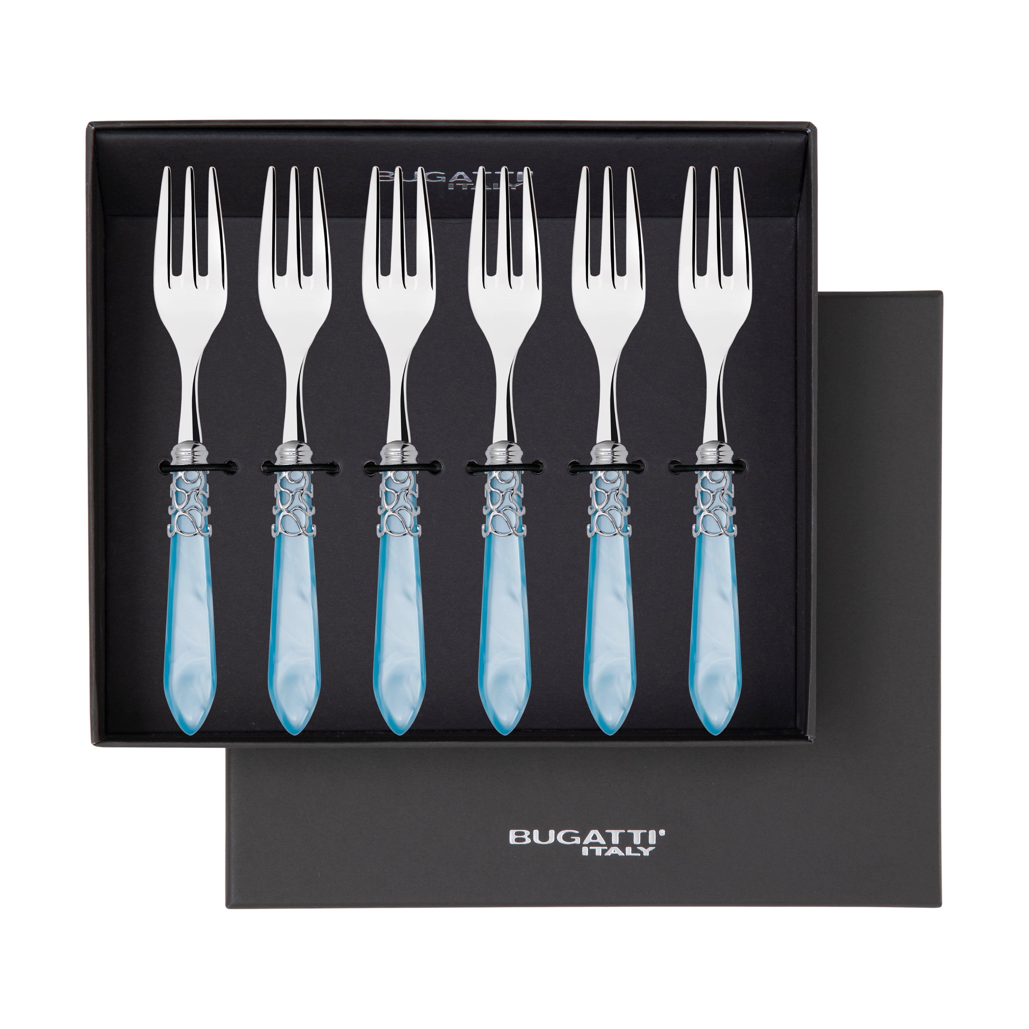 Melodia Brilliant Cocktail / Cake Fork Set in gift box - sky blue