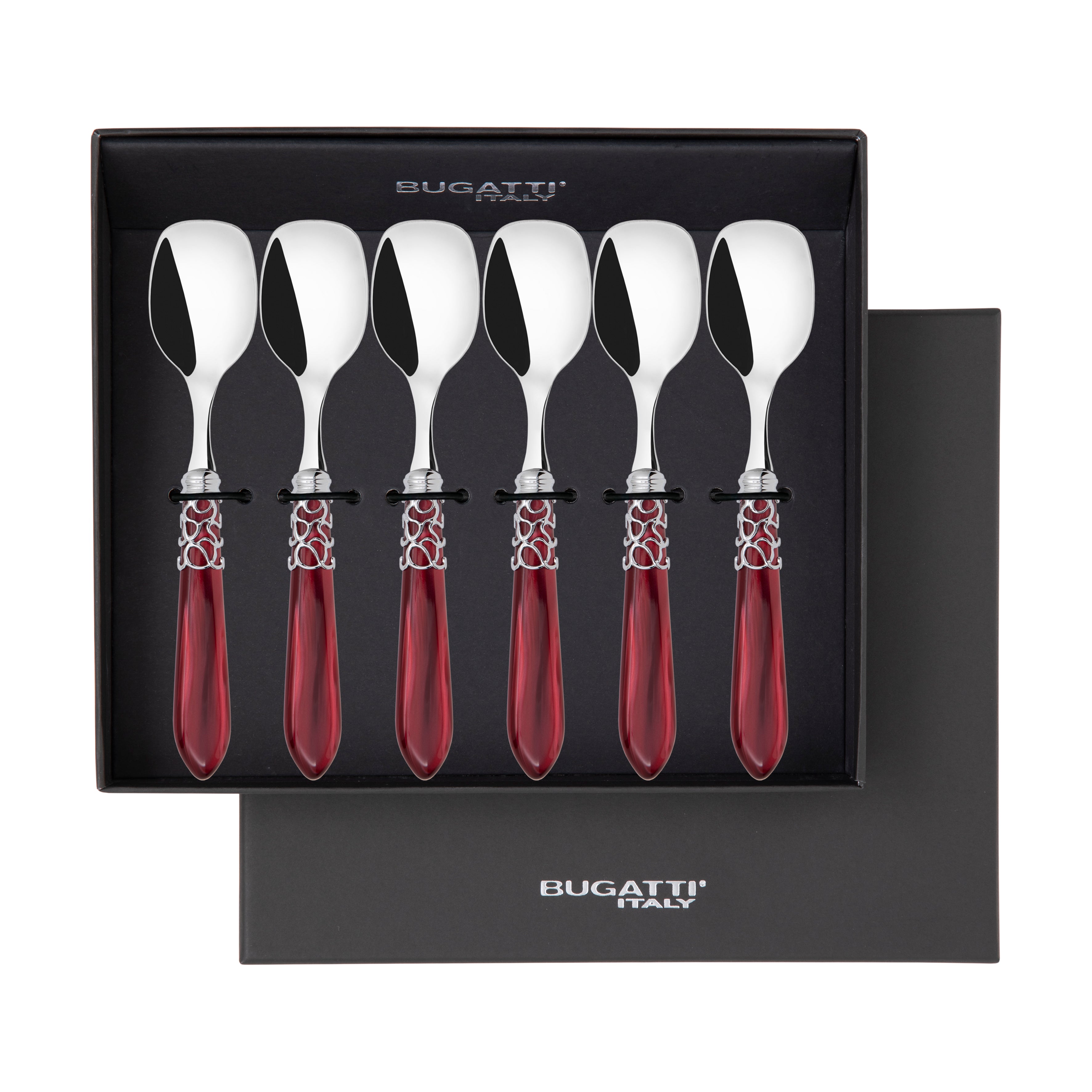 Melodia Brilliant Ice Cream Spoons Set in gift box - burgundy