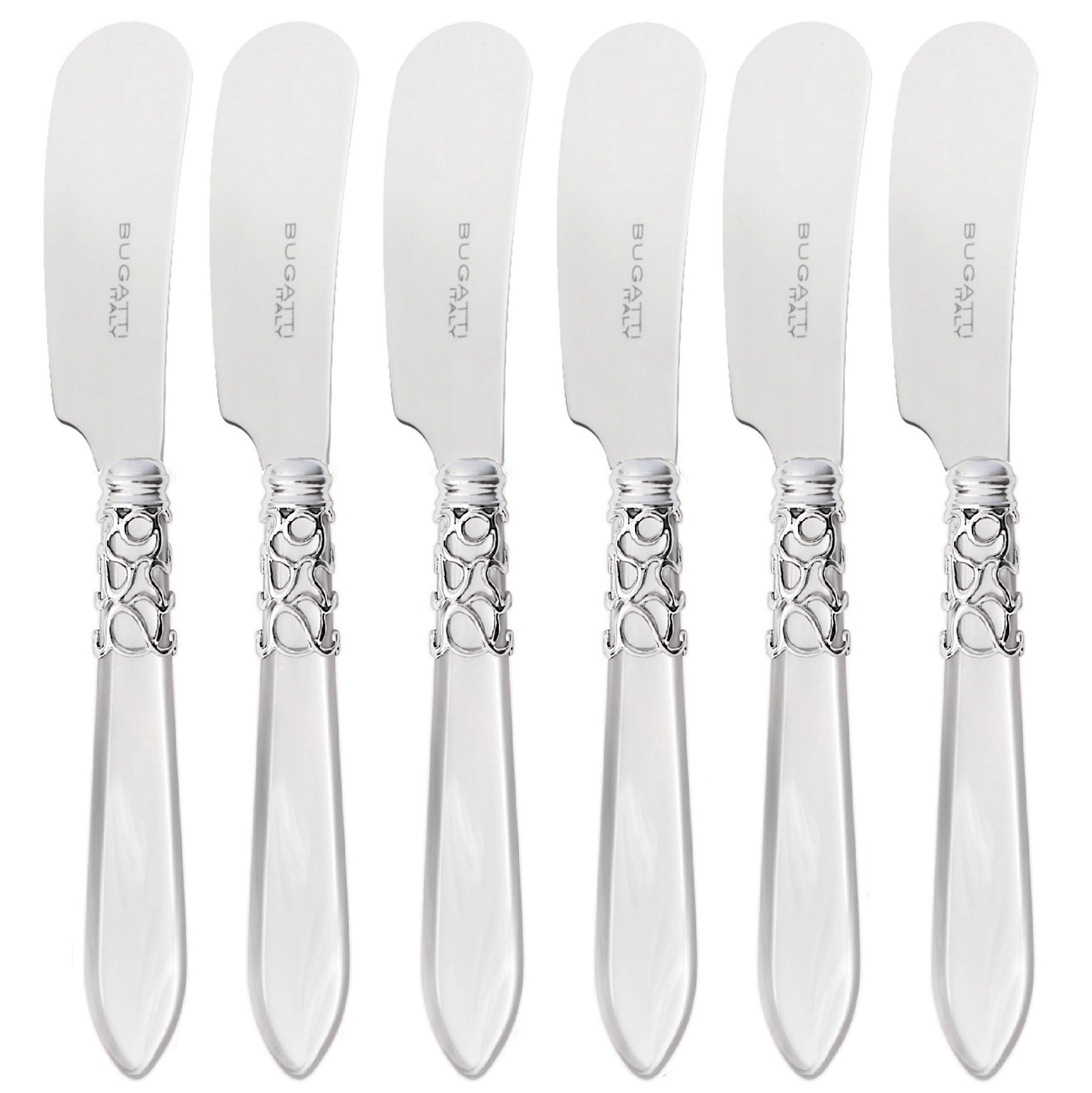 Melodia Brilliant Spreader / Butter Knife Set - White-Casa Bugatti USA