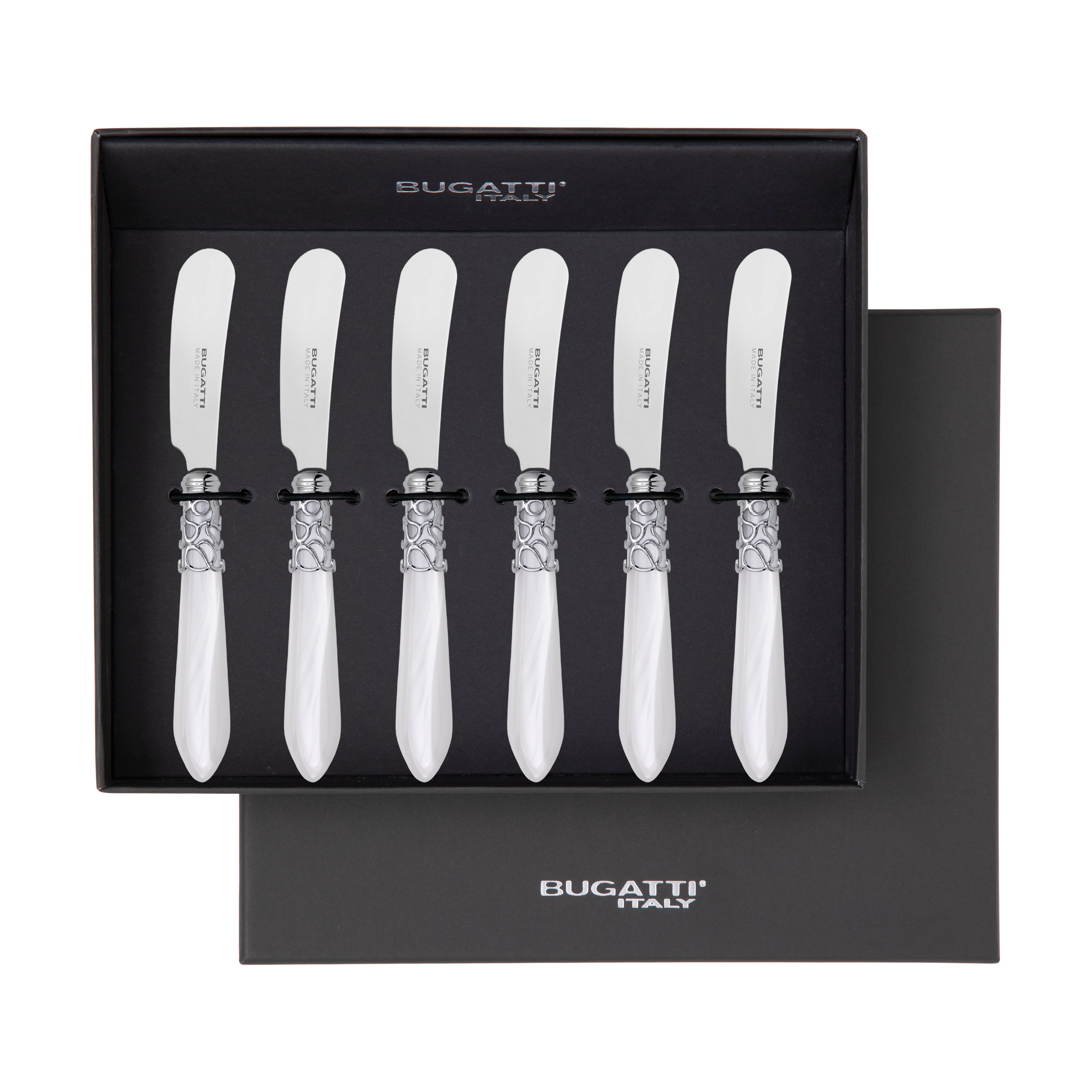 Melodia Brilliant Spreader / Butter Knife Set - White-Casa Bugatti USA