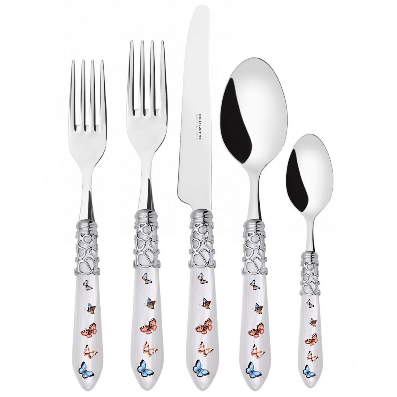 Melodia Butterflies 5 Piece Place Setting - WHITE-Casa Bugatti USA