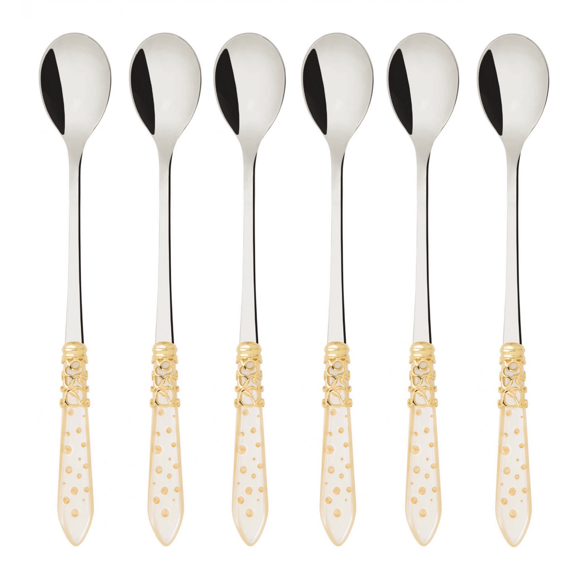 Melodia Galleria Gold ring Ice Tea Spoons Set ivory-Casa Bugatti USA