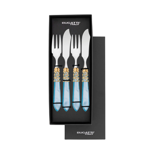 Melodia Gold 12 Piece Fish Set - Sky Blue