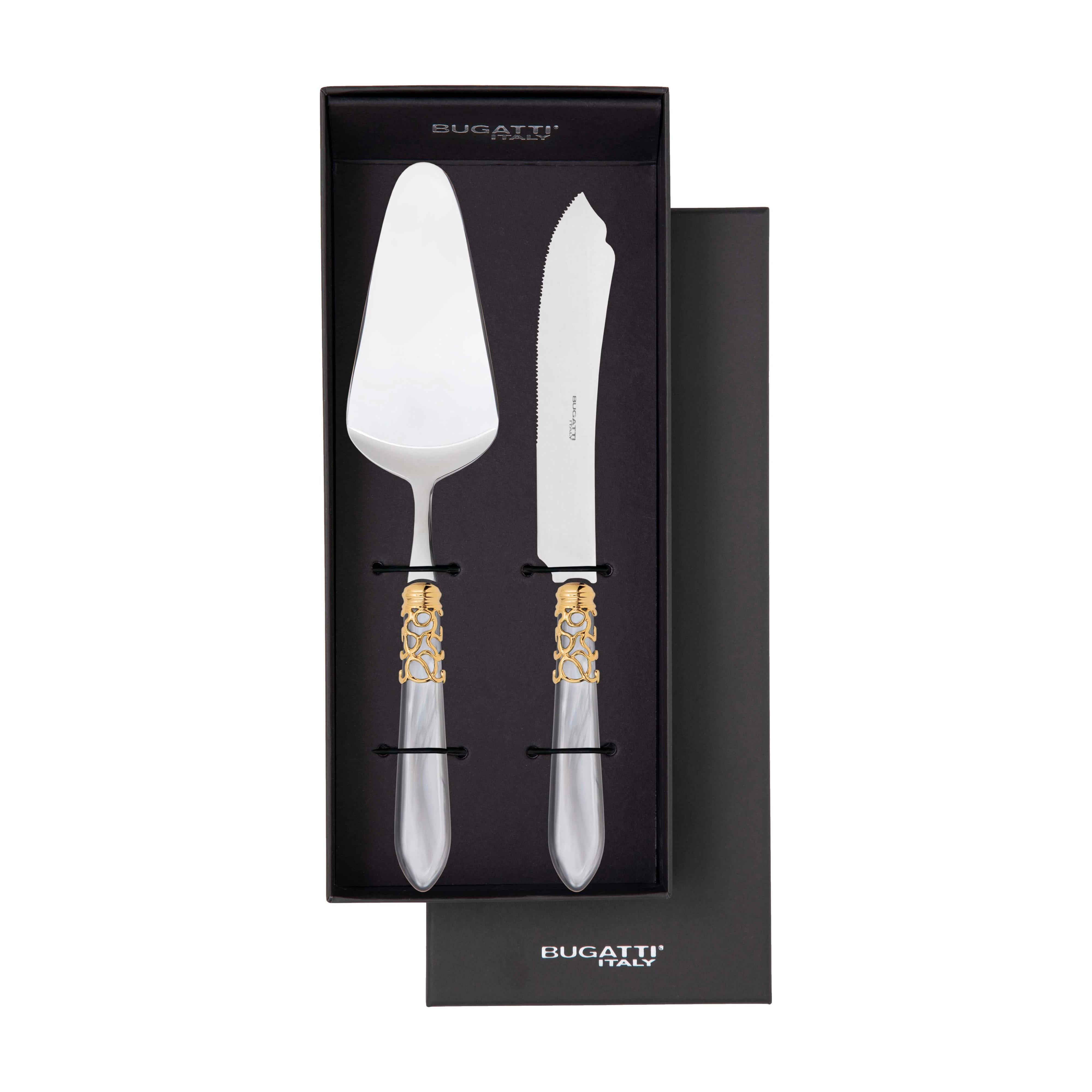 Melodia Gold 2 Piece Cake Serving set - Gray