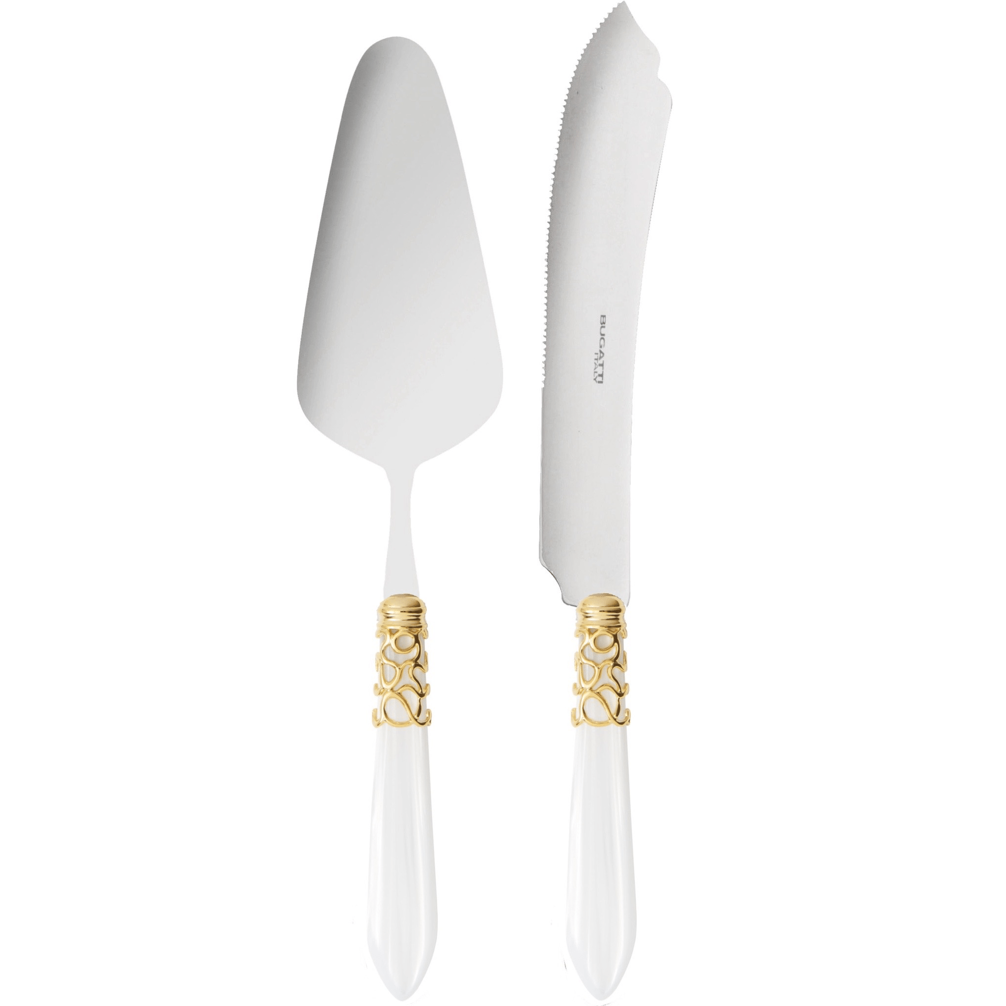 Melodia Gold 2 Piece Cake Serving Set white-Casa Bugatti USA
