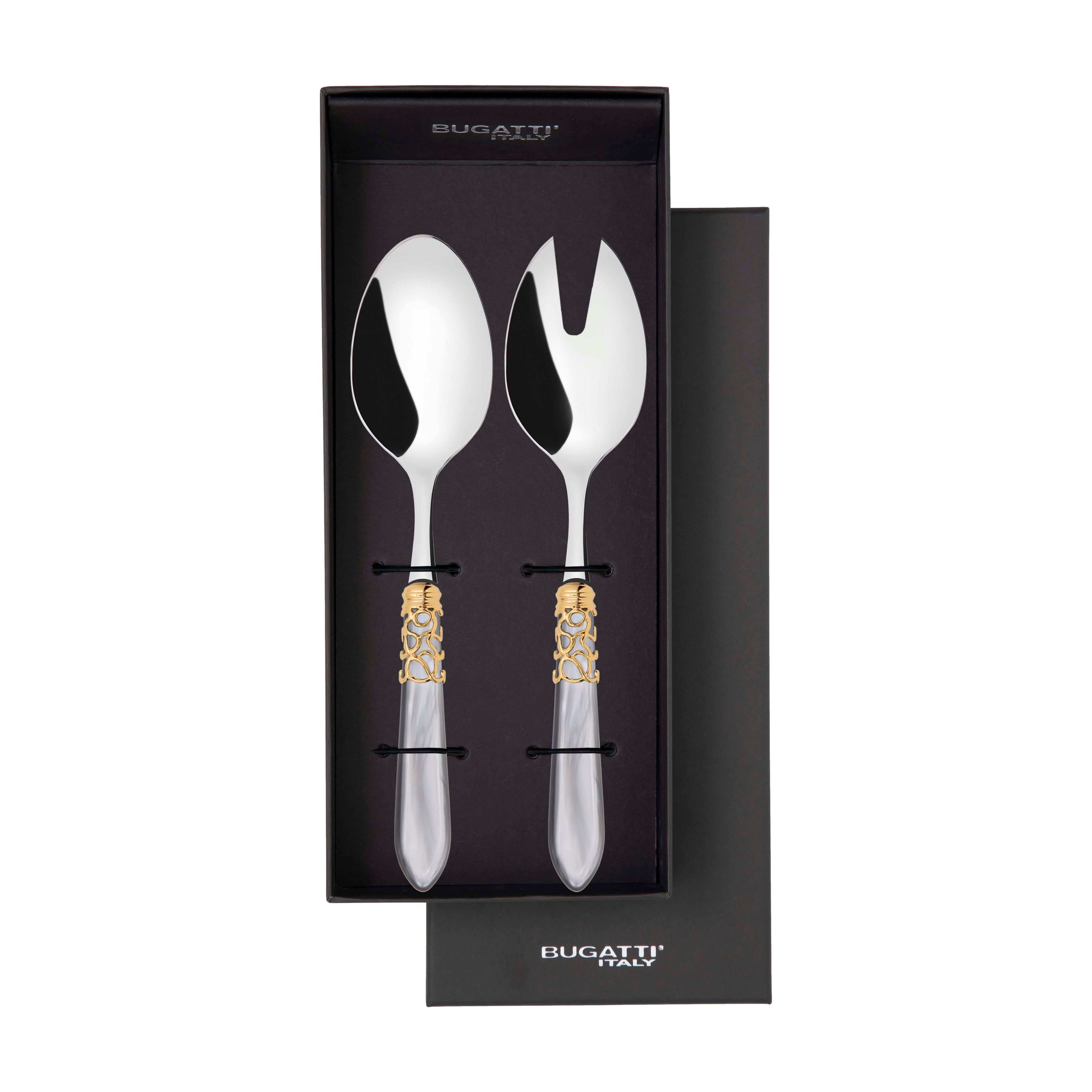 Melodia Gold 2 Piece Salad Servers - Gray