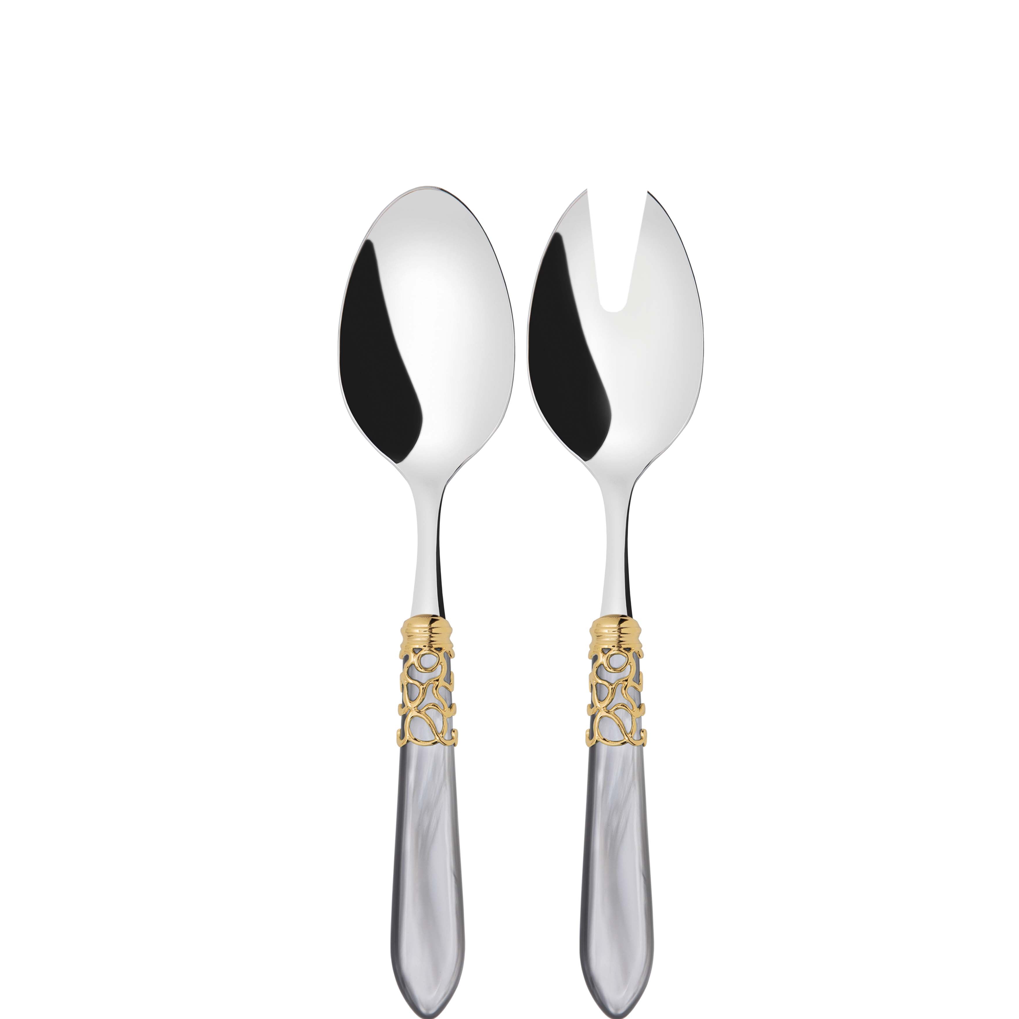 Melodia Gold 2 Piece Salad Servers - Gray