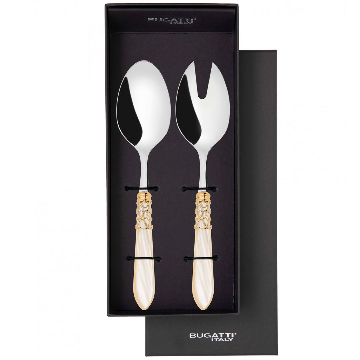 Melodia Gold 2 Piece Salad Servers - ivory-Casa Bugatti USA