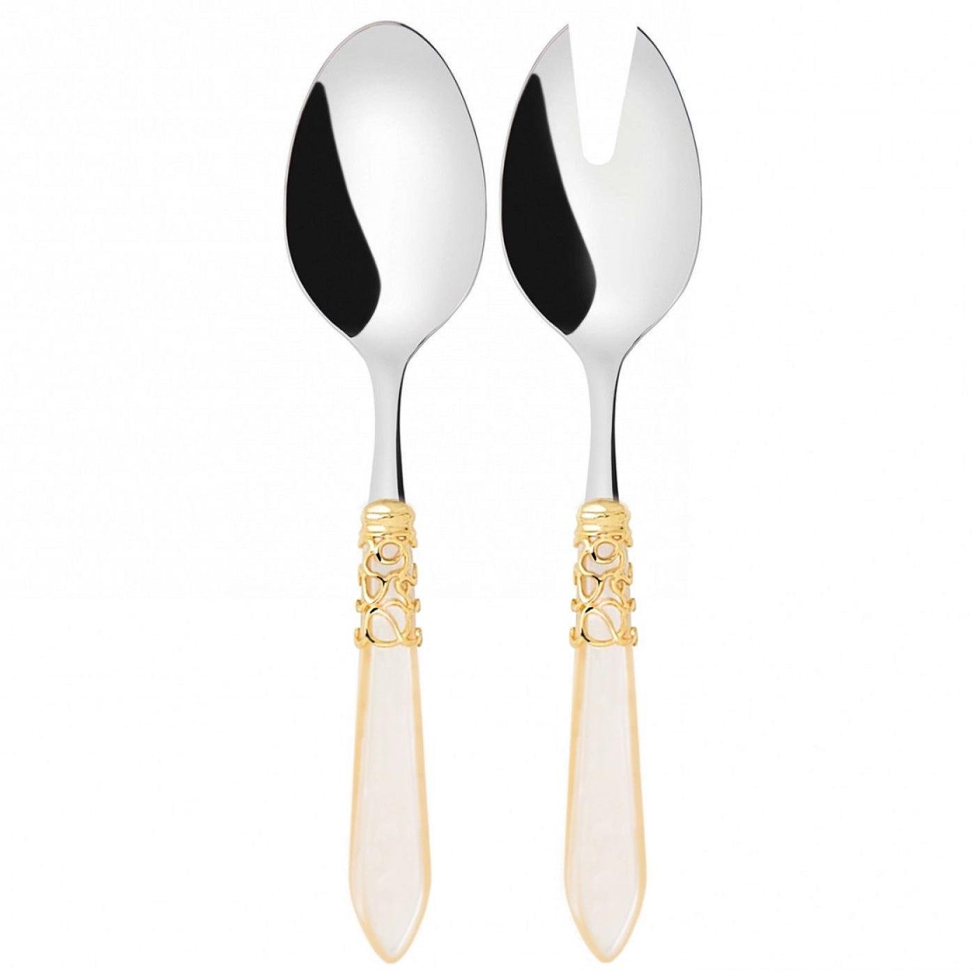 Melodia Gold 2 Piece Salad Servers - ivory-Casa Bugatti USA