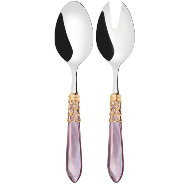 Melodia Gold 2 Piece Salad Servers - Lilac