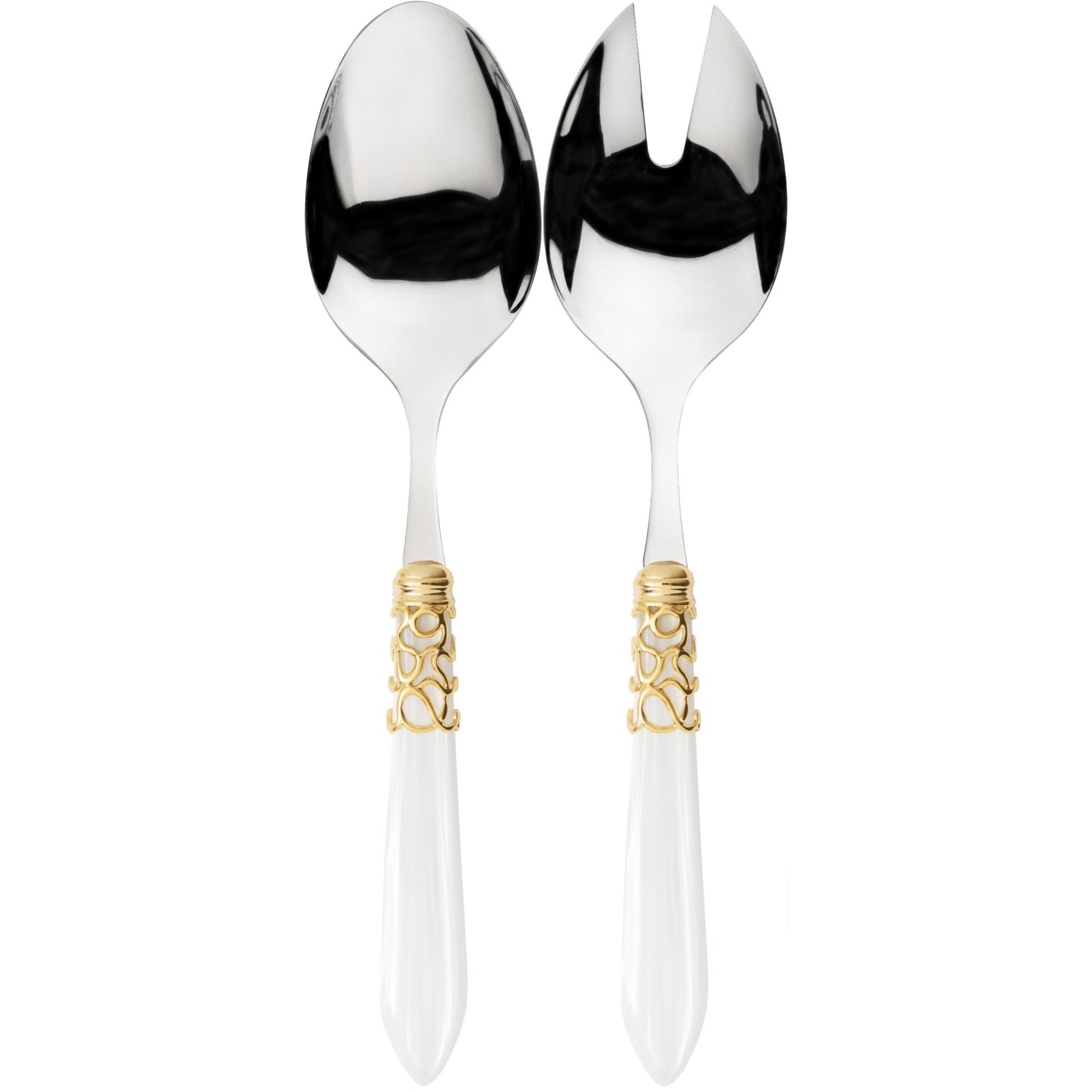 Melodia Gold 2 Piece Salad Serving Set white-Casa Bugatti USA