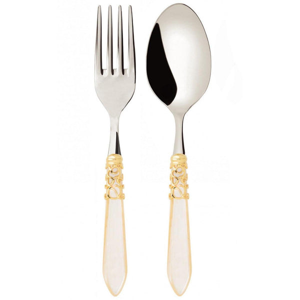 Melodia Gold 2 Piece Serving Set - Ivory