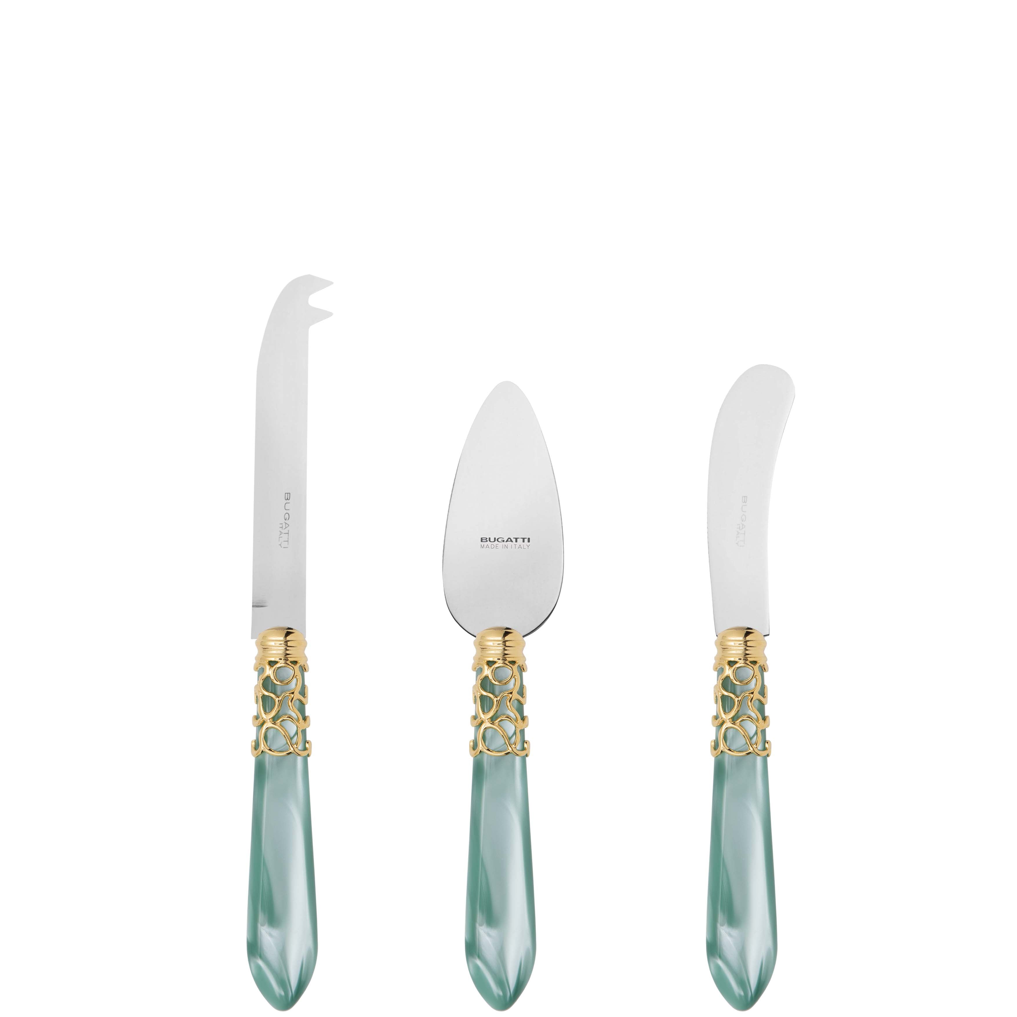 Melodia Gold 3 Piece Cheese Knife Set - aqua