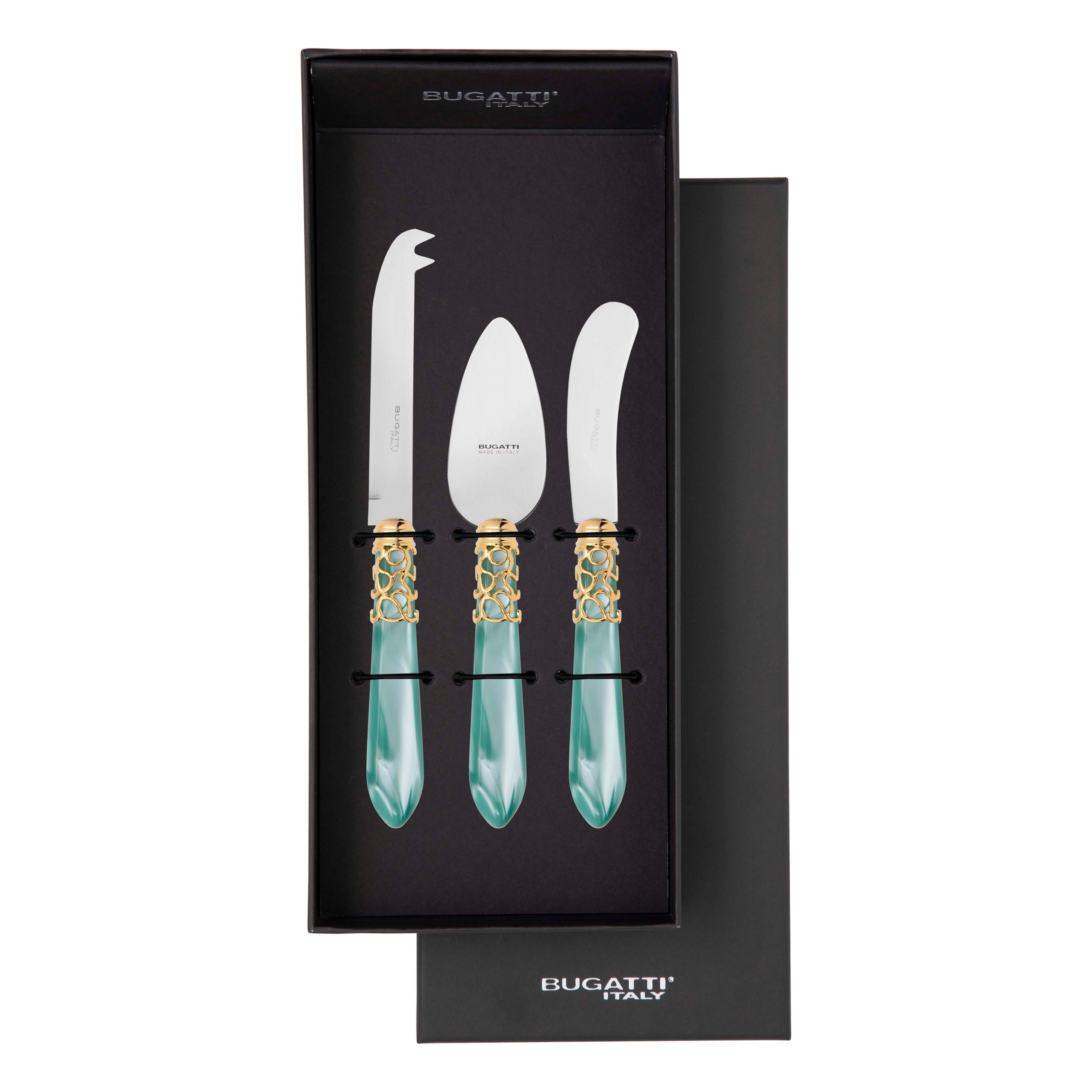 Melodia Gold 3 Piece Cheese Knife Set - aqua