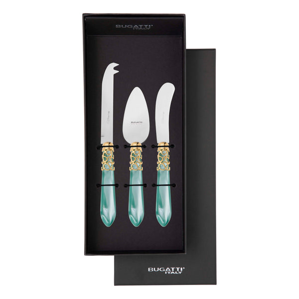 Melodia Gold 3 Piece Cheese Knife Set - Aqua