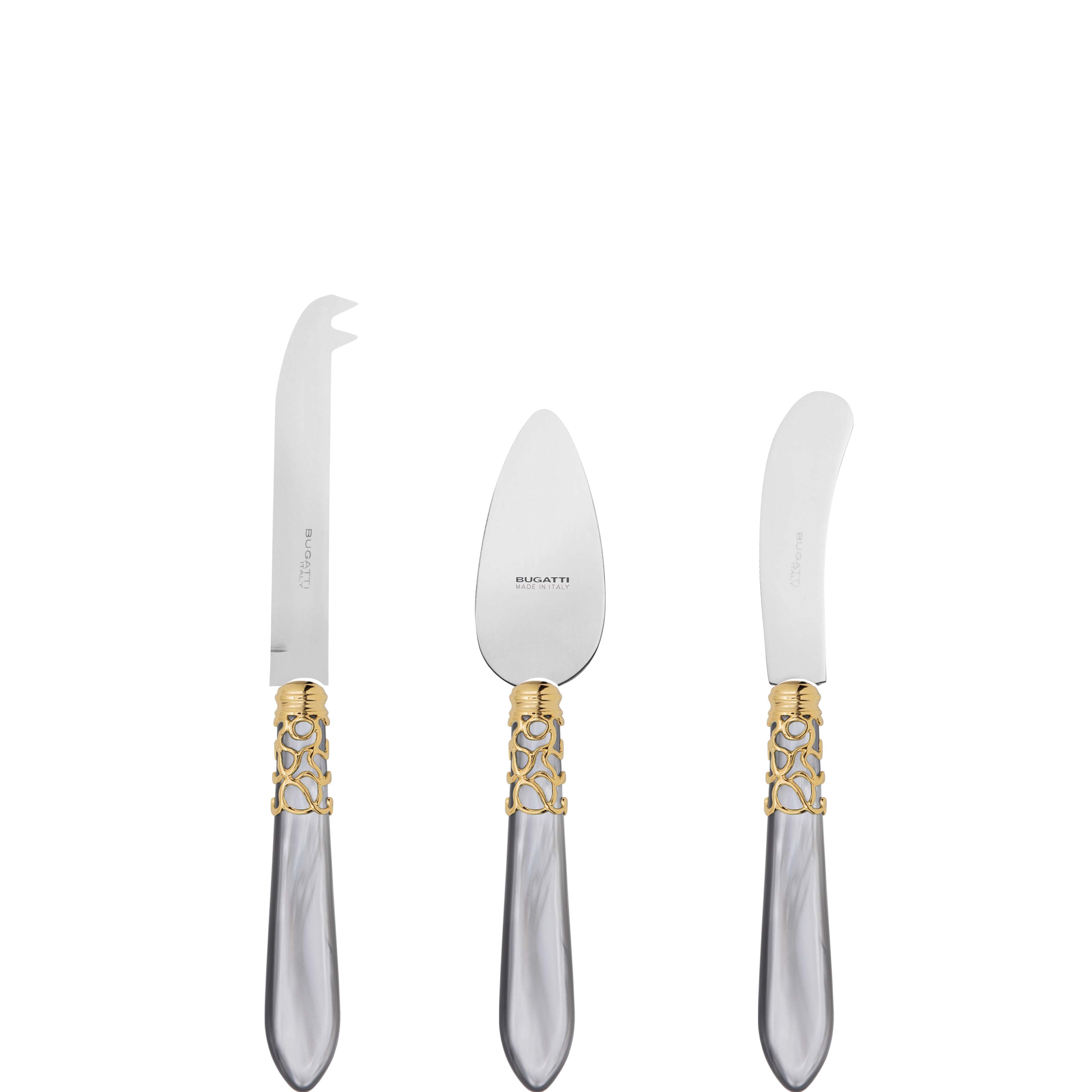 Melodia Gold 3 Piece Cheese Knife Set - gray
