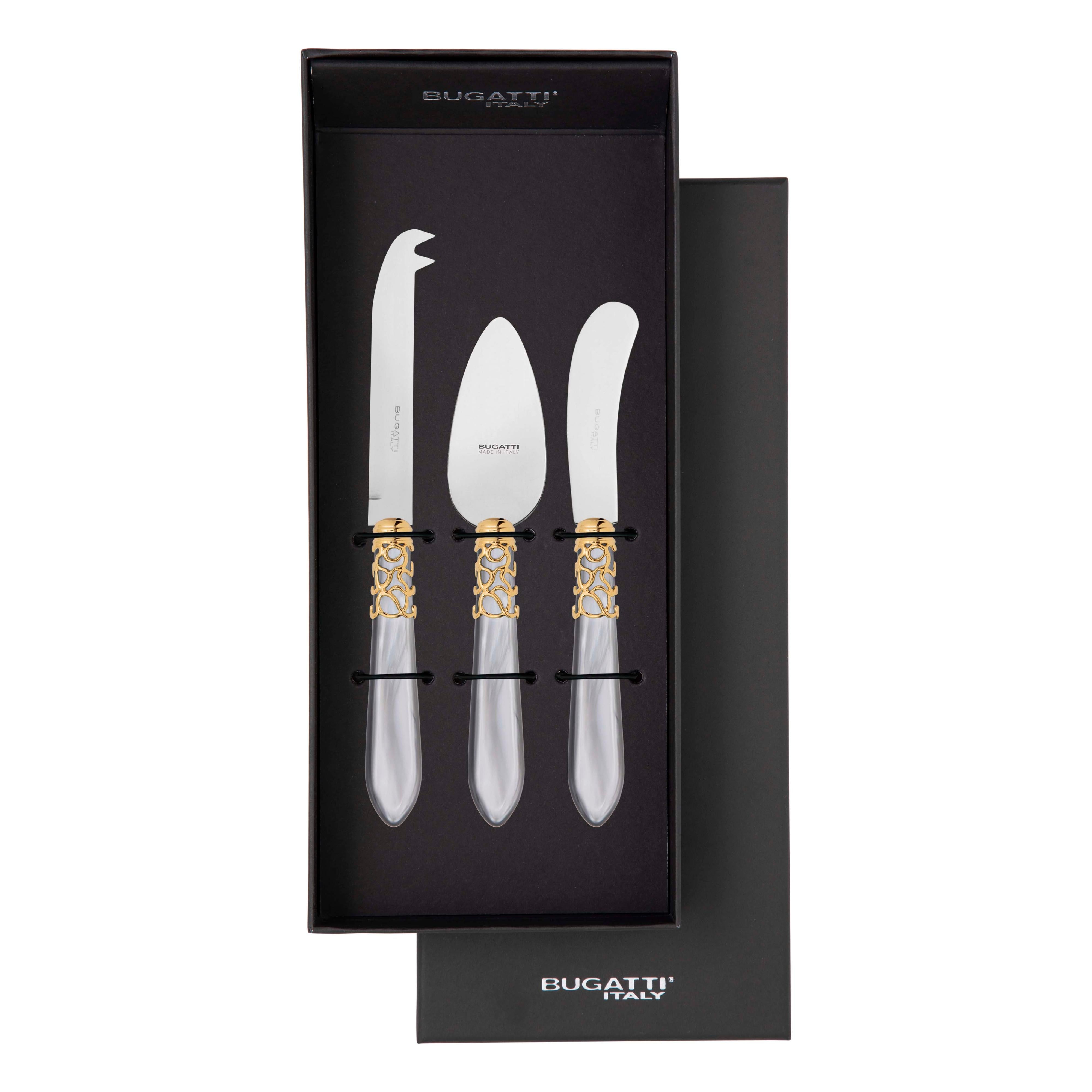 Melodia Gold 3 Piece Cheese Knife Set - gray