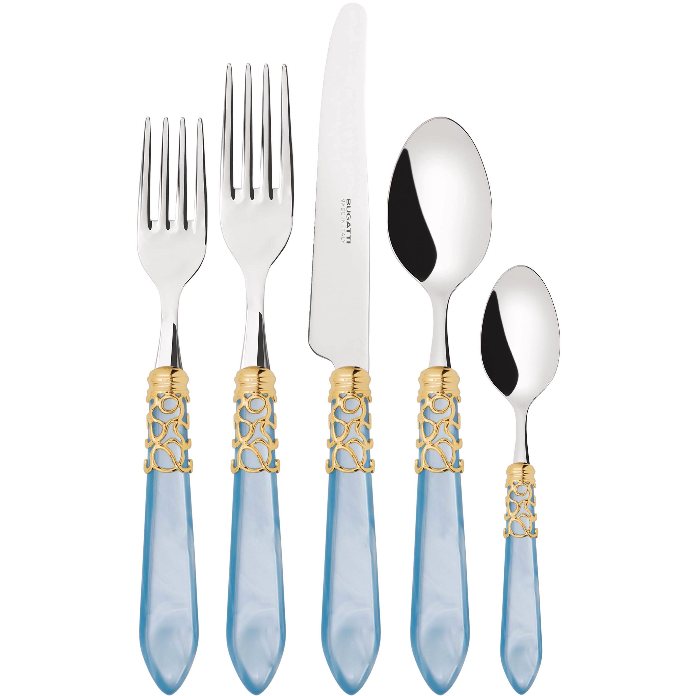 Melodia Gold 5 Piece Place setting - Sky Blue