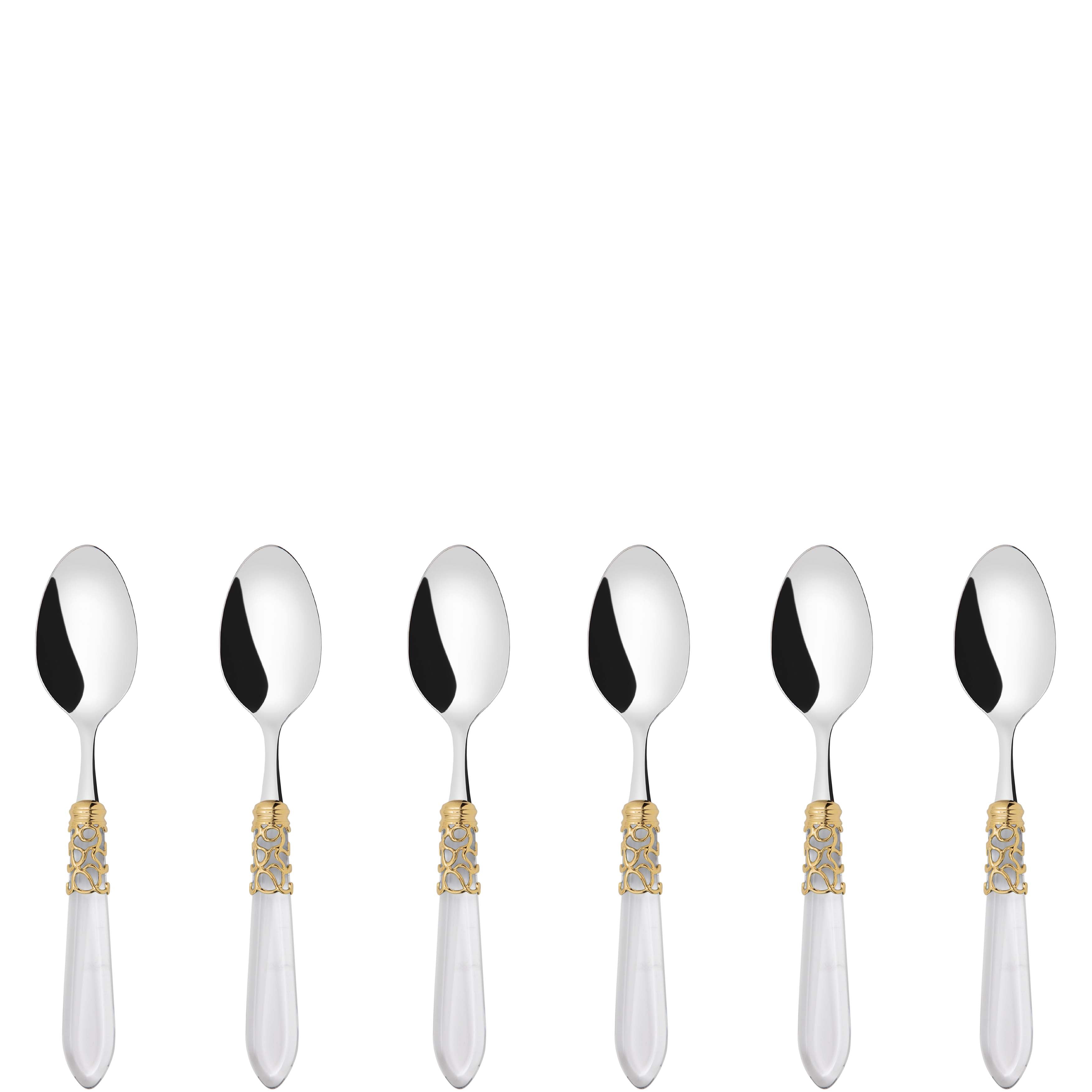 Melodia Gold 6 Piece Coffee Spoon Set in gift box - clear