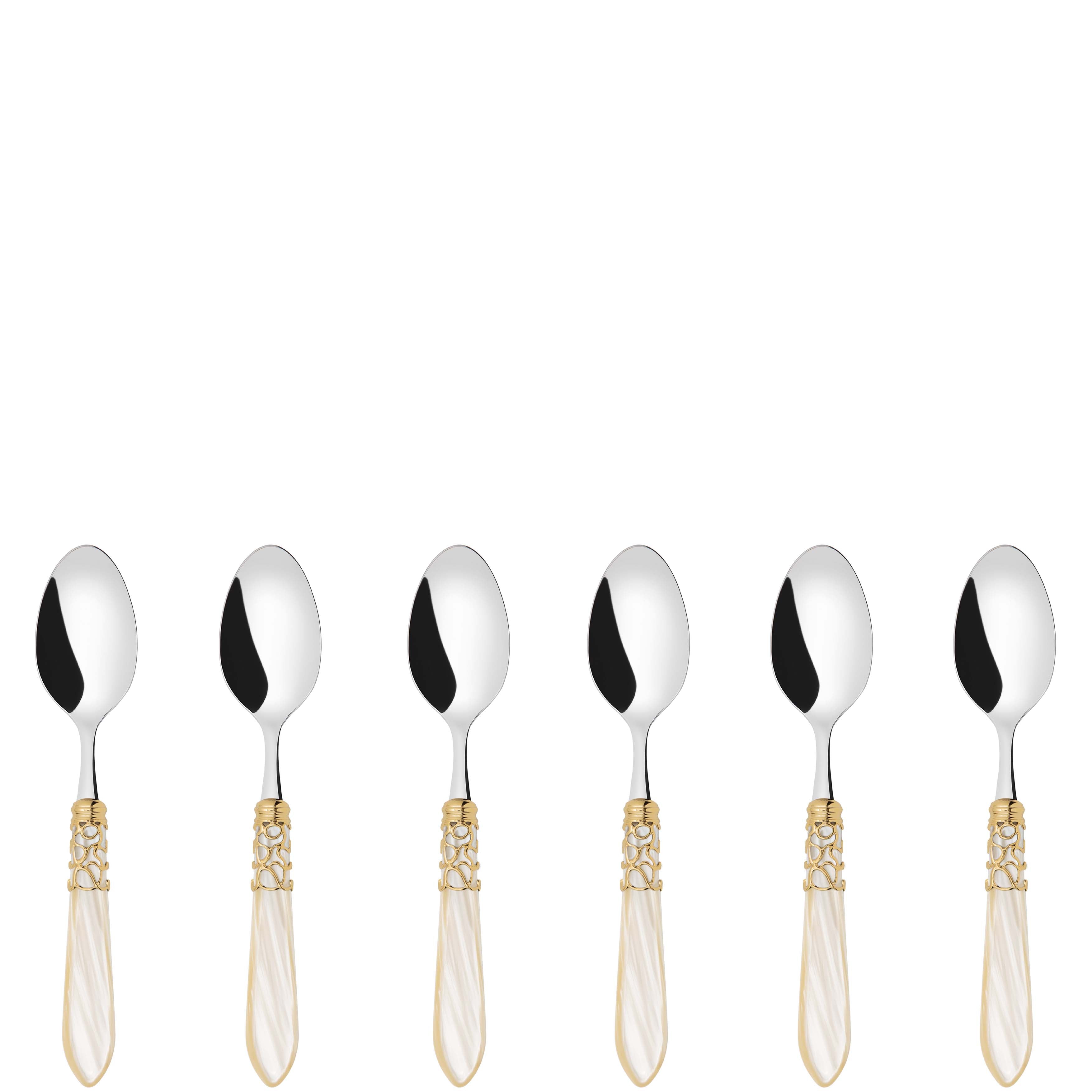 Melodia Gold 6 Piece Coffee Spoon Set in gift box - ivory