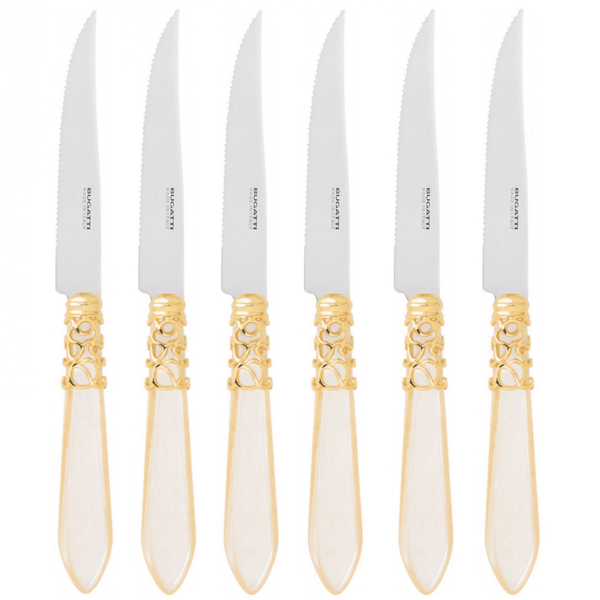 Melodia Gold 6 Piece Steak knife Set - Ivory