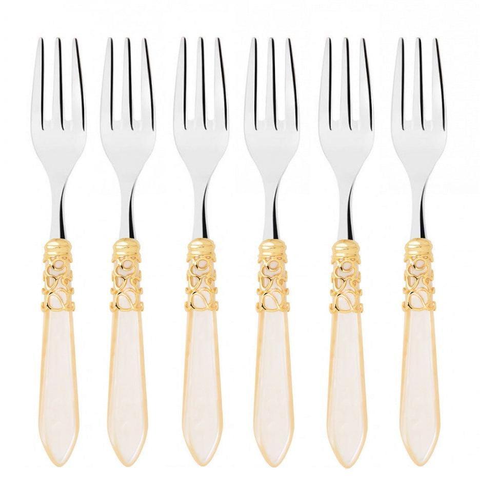 Melodia Gold Cake / Cocktail Forks Set ivory-Casa Bugatti USA