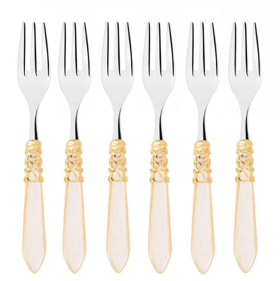 Melodia Gold Cake / Cocktail Forks Set ivory-Casa Bugatti USA