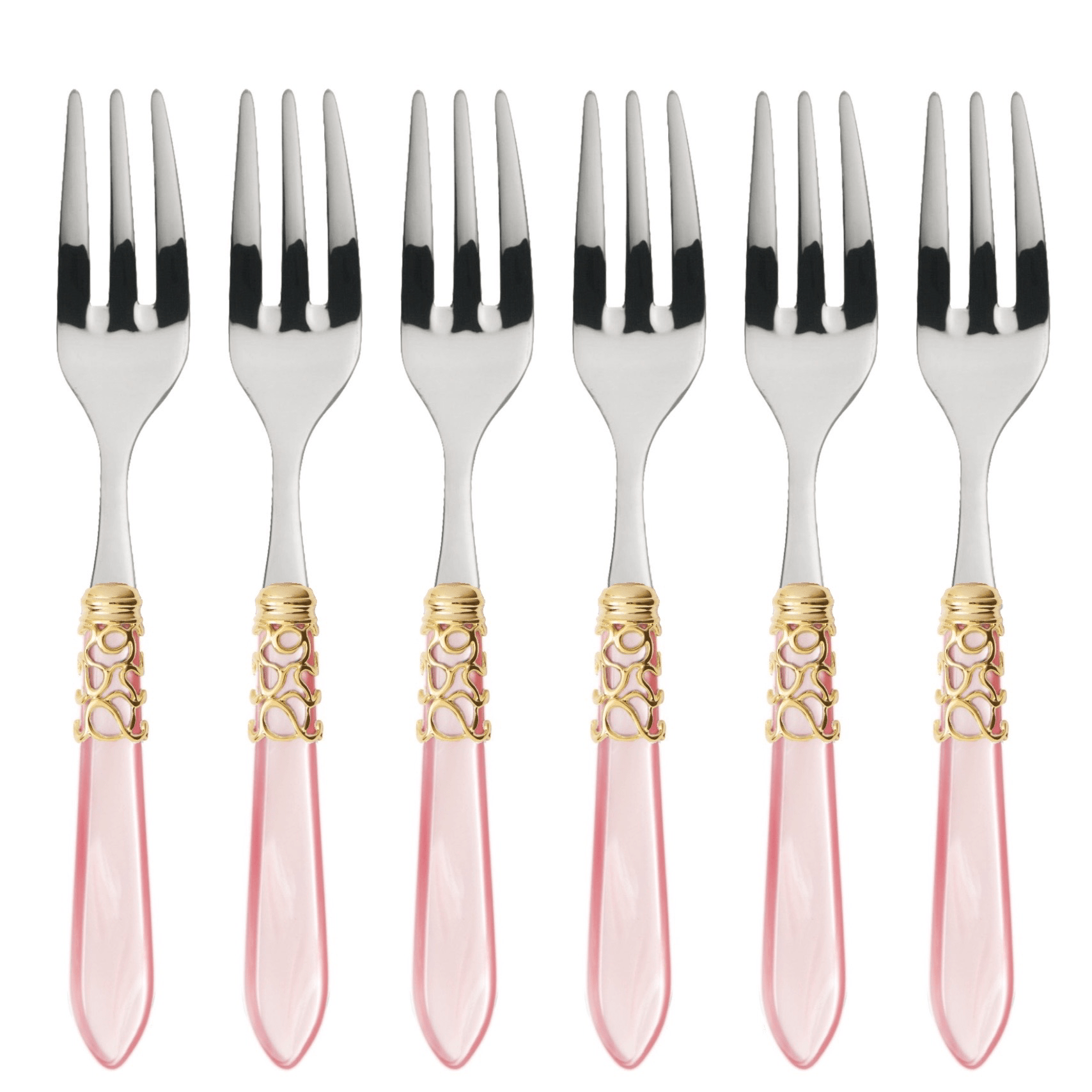 Melodia Gold Cake / Cocktail Forks Set pink-Casa Bugatti USA